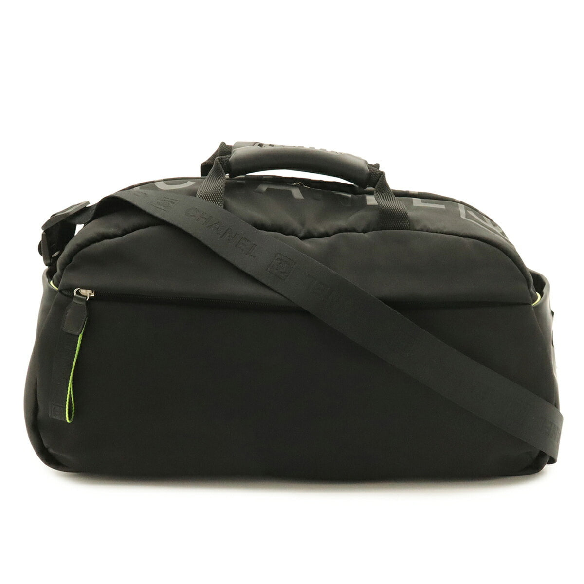 Chanel Black Yellow Nylon Boston Bag Shoulder Bag (Pre-Owned)