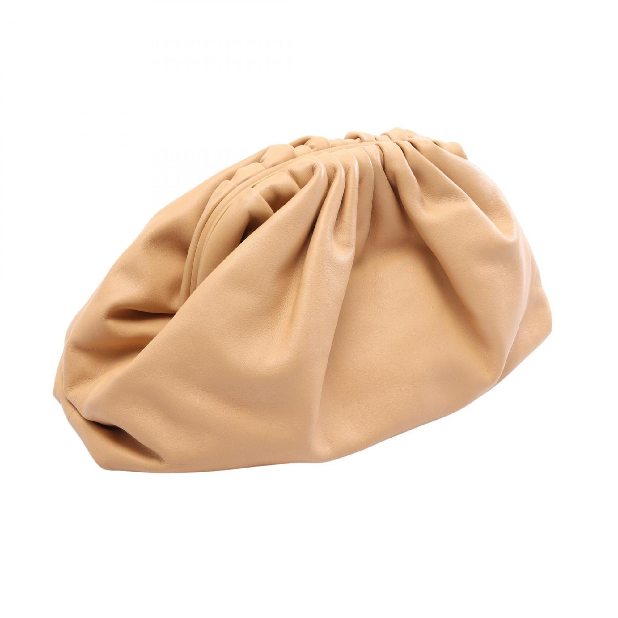 Bottega Veneta Beige Leather Clutch Bag Handbag Pouch (Pre-Owned)