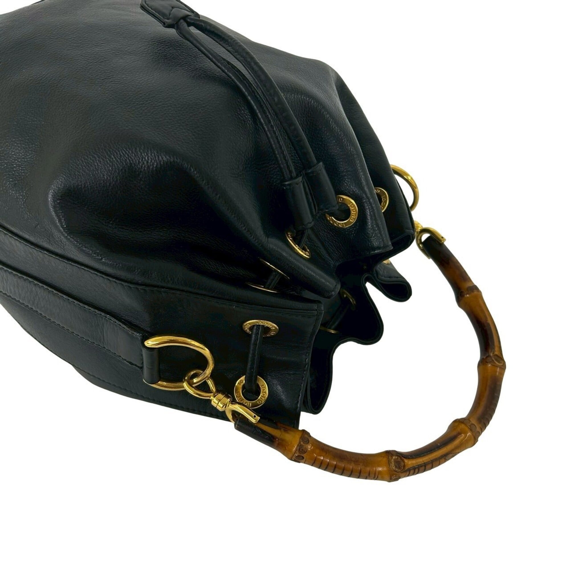 Gucci Black Leather Handbag Shoulder Bag (Pre-Owned)