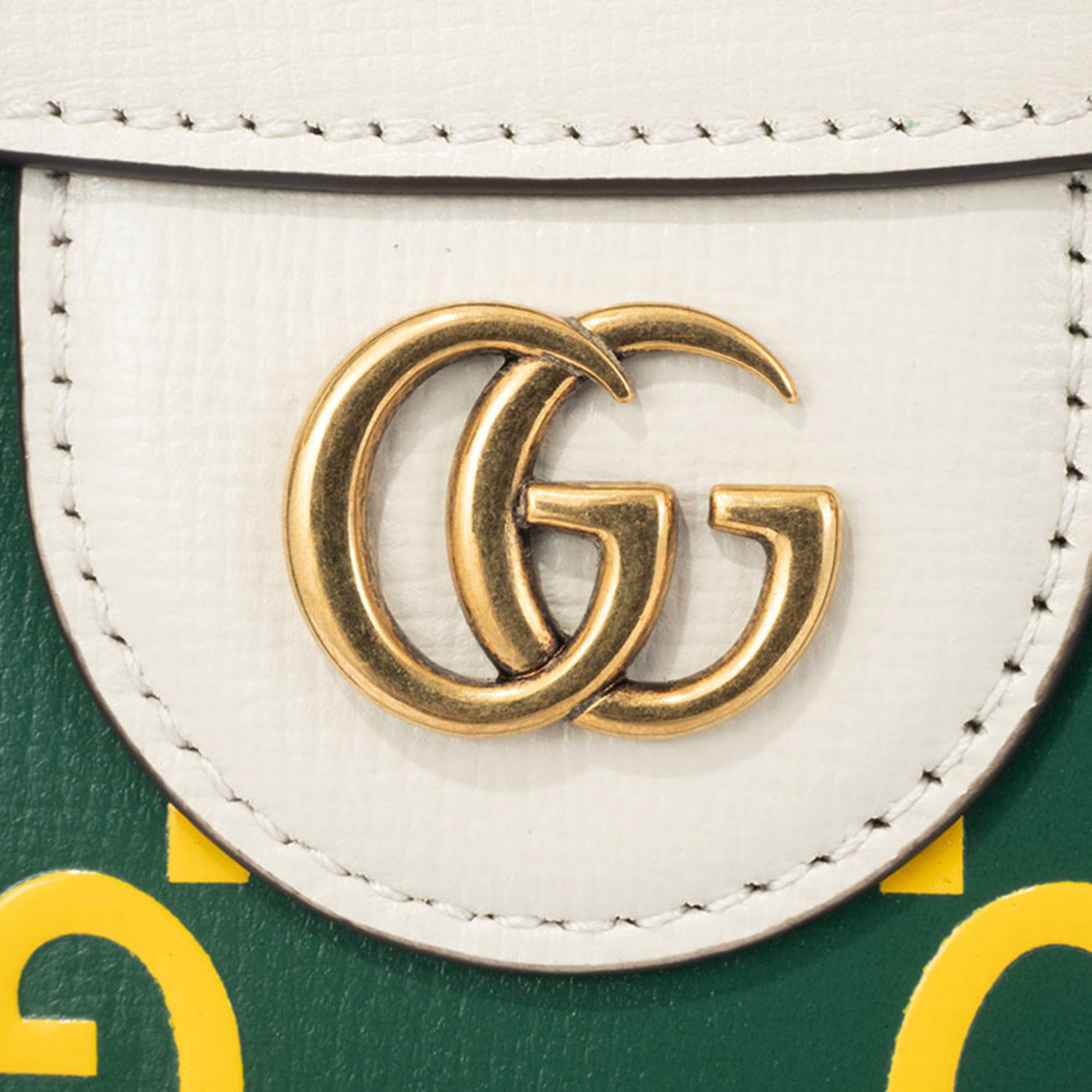 Gucci Green White Yellow Leather Handbag (Pre-Owned)