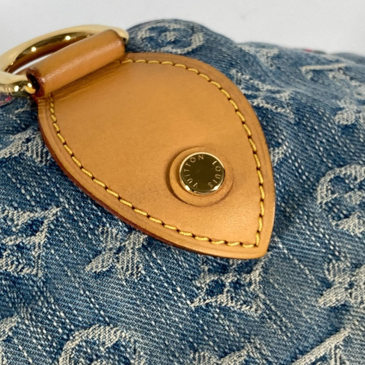 Louis Vuitton Blue Pink Monogram Denim Shoulder Bag Tote Bag (Pre-Owned)