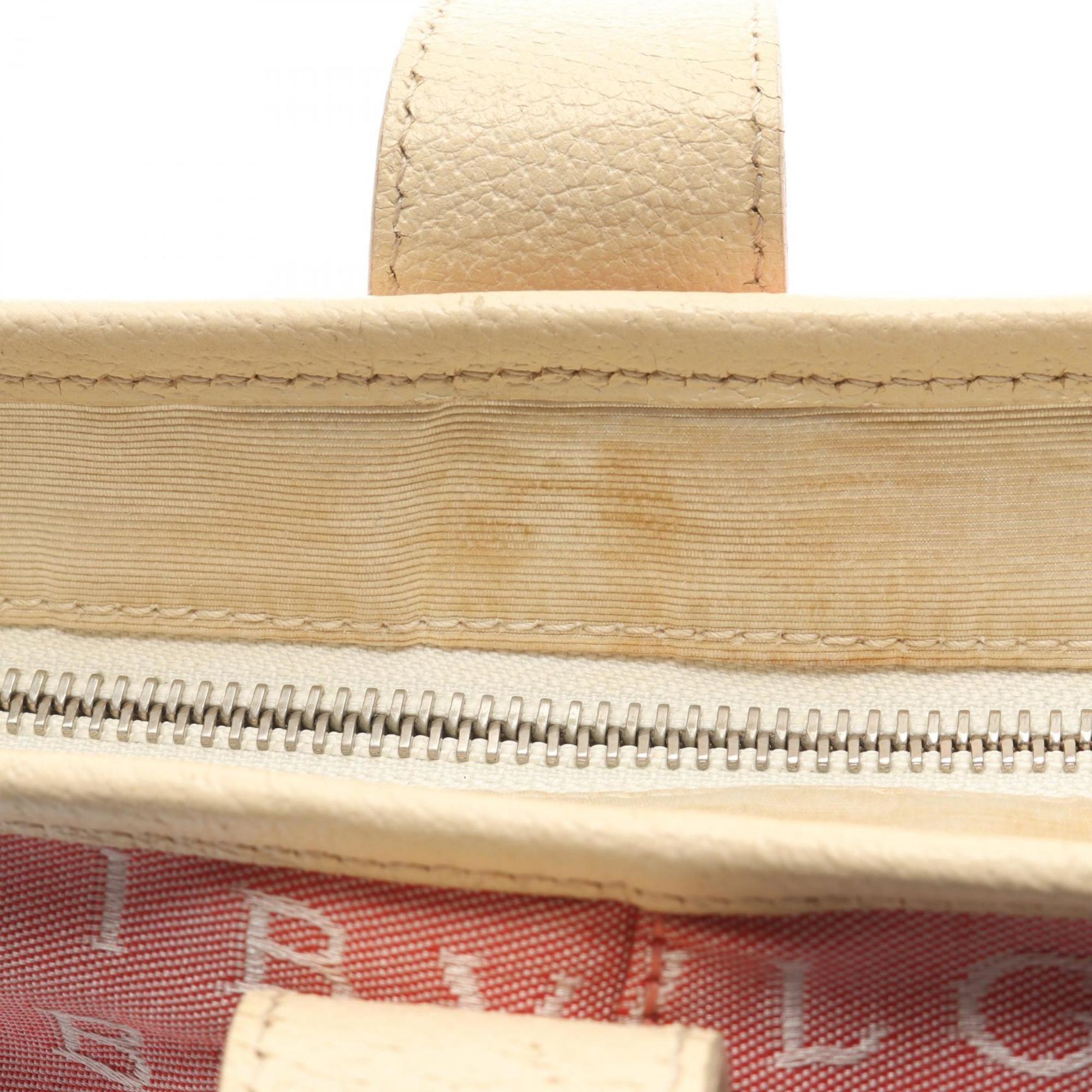 Bvlgari Ivory Pink Canvas Leather Handbag Tote Bag (Pre-Owned)