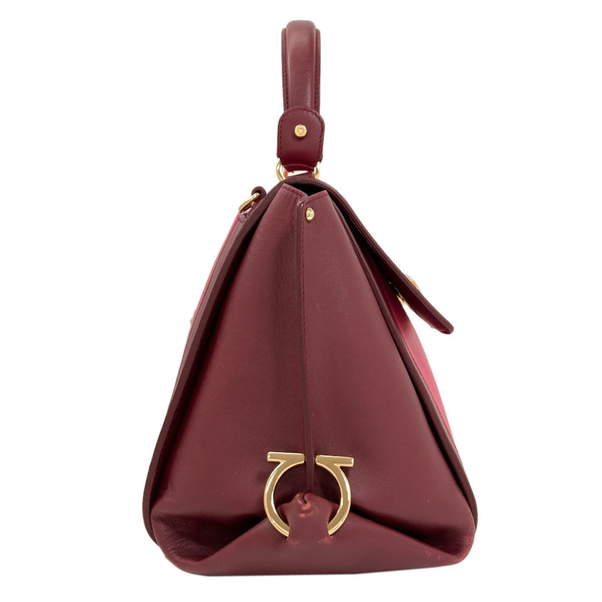 Salvatore Ferragamo Gancini Bordeaux Pink Leather Handbag (Pre-Owned)