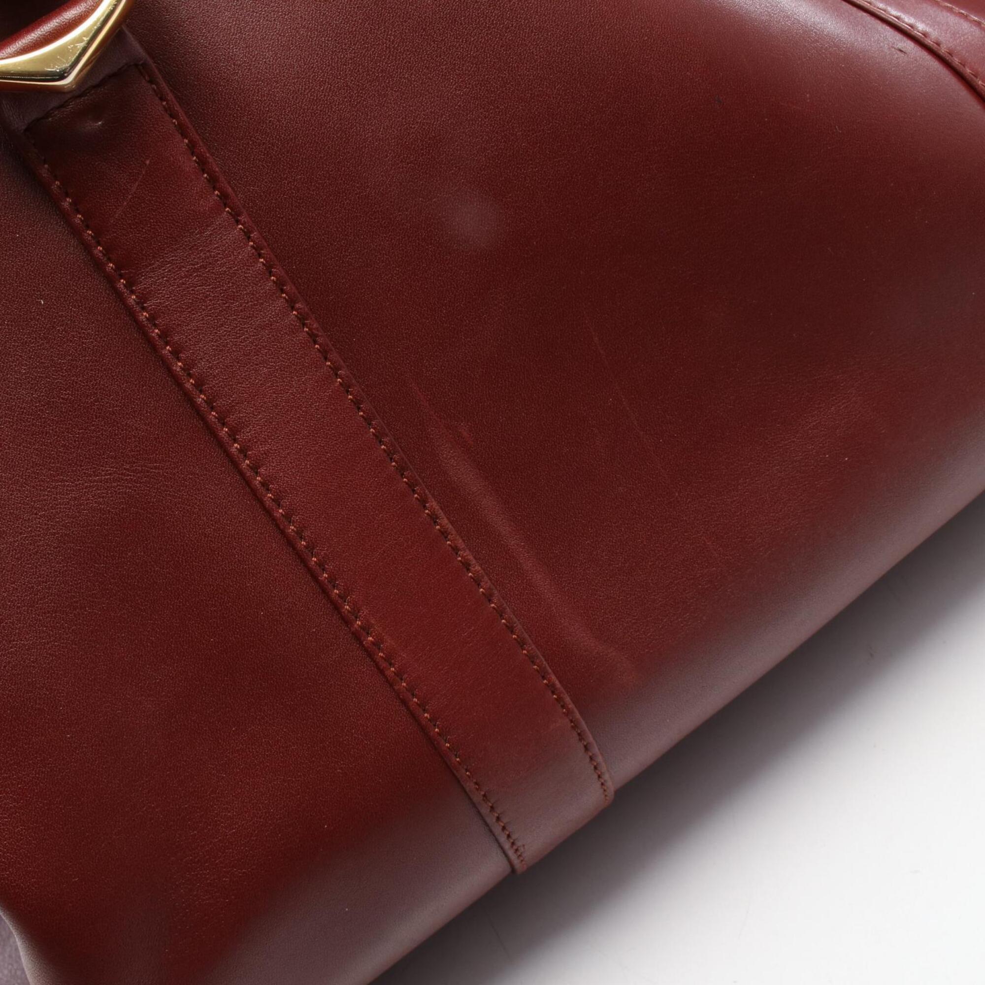 Cartier Bordeaux Leather Boston Bag Handbag (Pre-Owned)