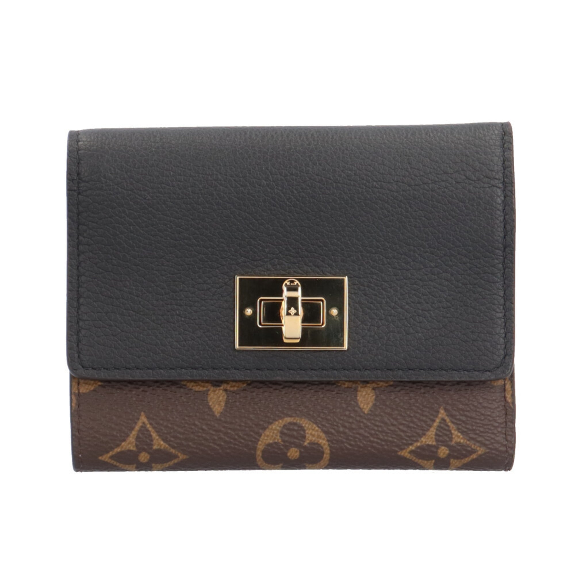 Louis Vuitton Black Brown Monogram Wallet (Tri-Fold) (Pre-Owned)
