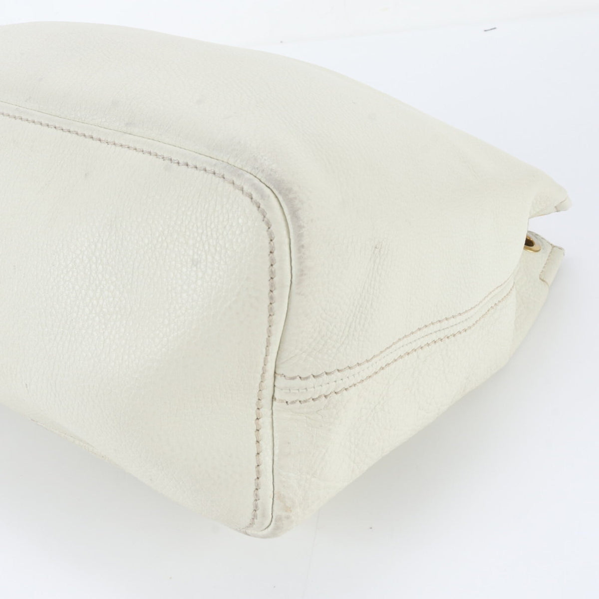 Prada White Leather Handbag Shoulder Bag Tote Bag (Pre-Owned)