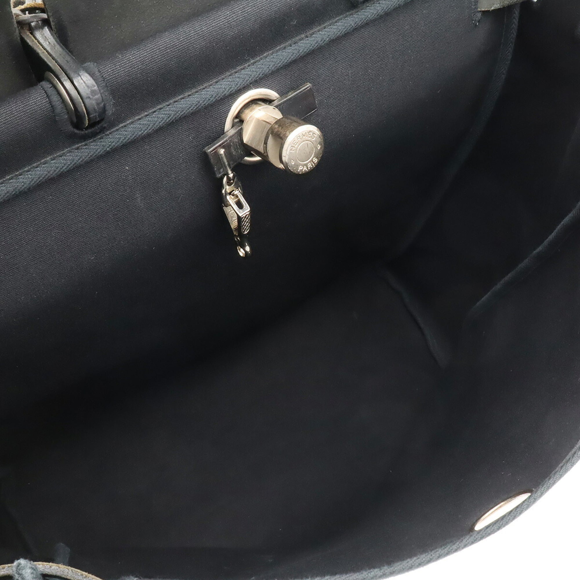 Hermes Black Toile Officier Handbag Shoulder Bag (Pre-Owned)