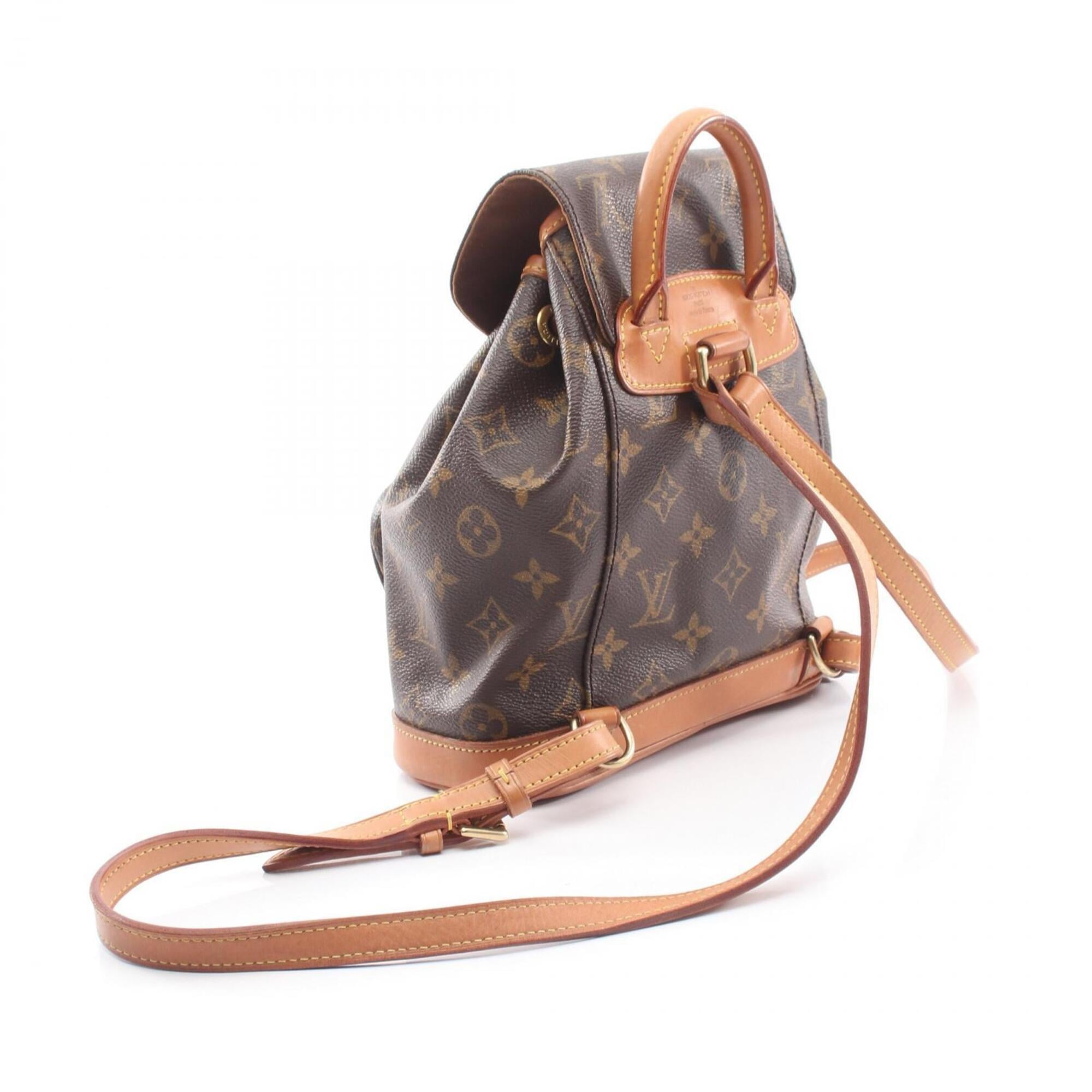 Louis Vuitton Brown Coated Canvas Leather Backpack Handbag (Pre-Owned)