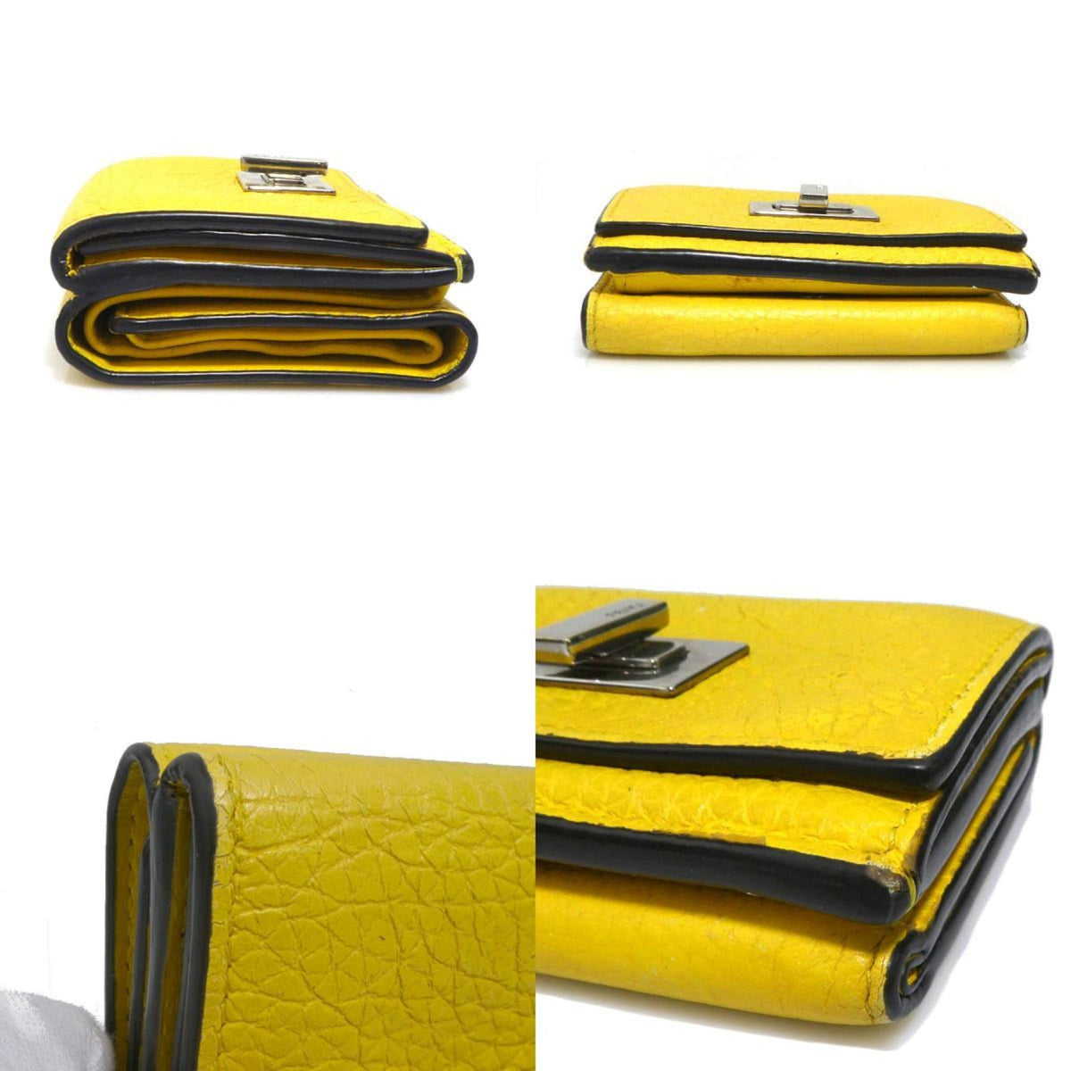 Fendi Yellow Leather Wallet (Tri-Fold) (Pre-Owned)