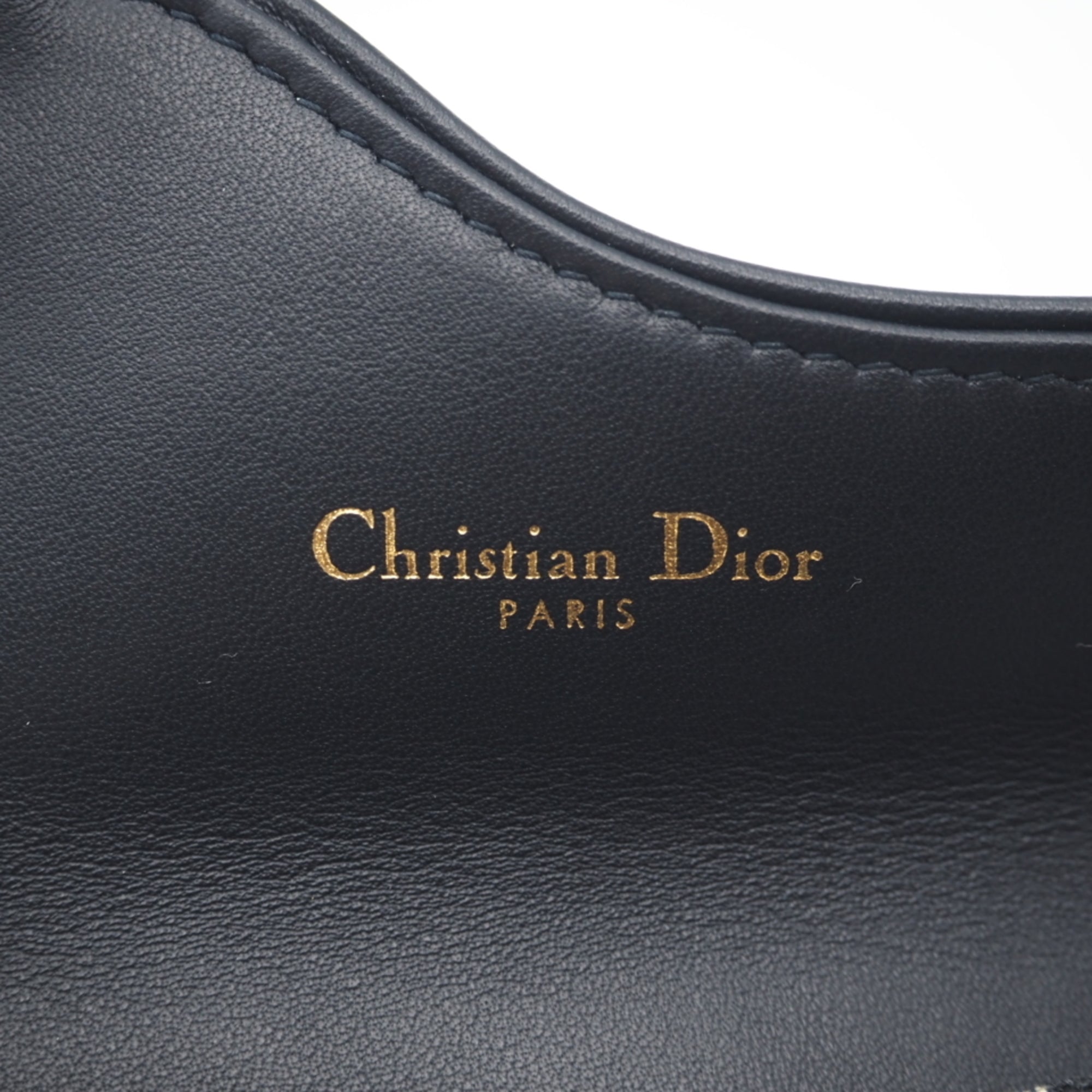 Christian Dior Beige Navy Canvas Leather Card Wallet (Pre-Owned)