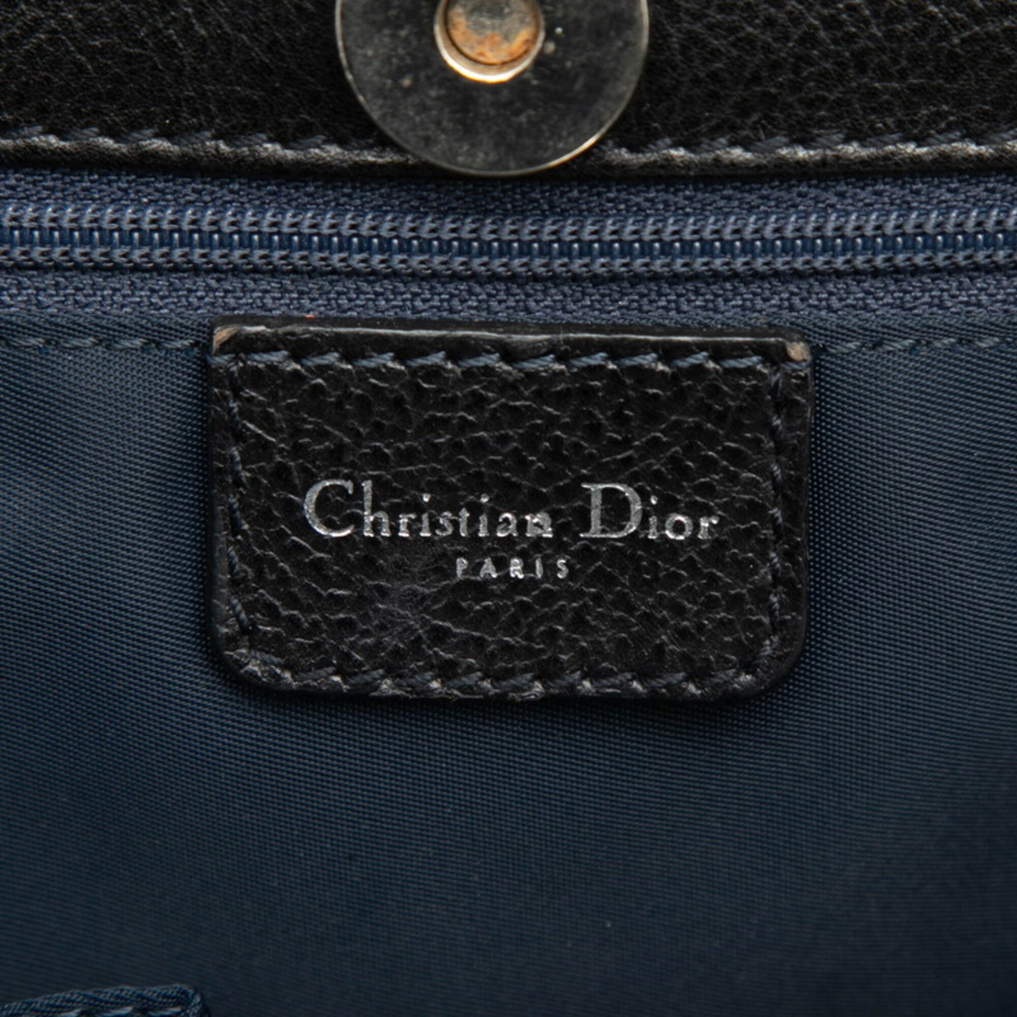Christian Dior Gray Orange Denim Leather Handbag (Pre-Owned)
