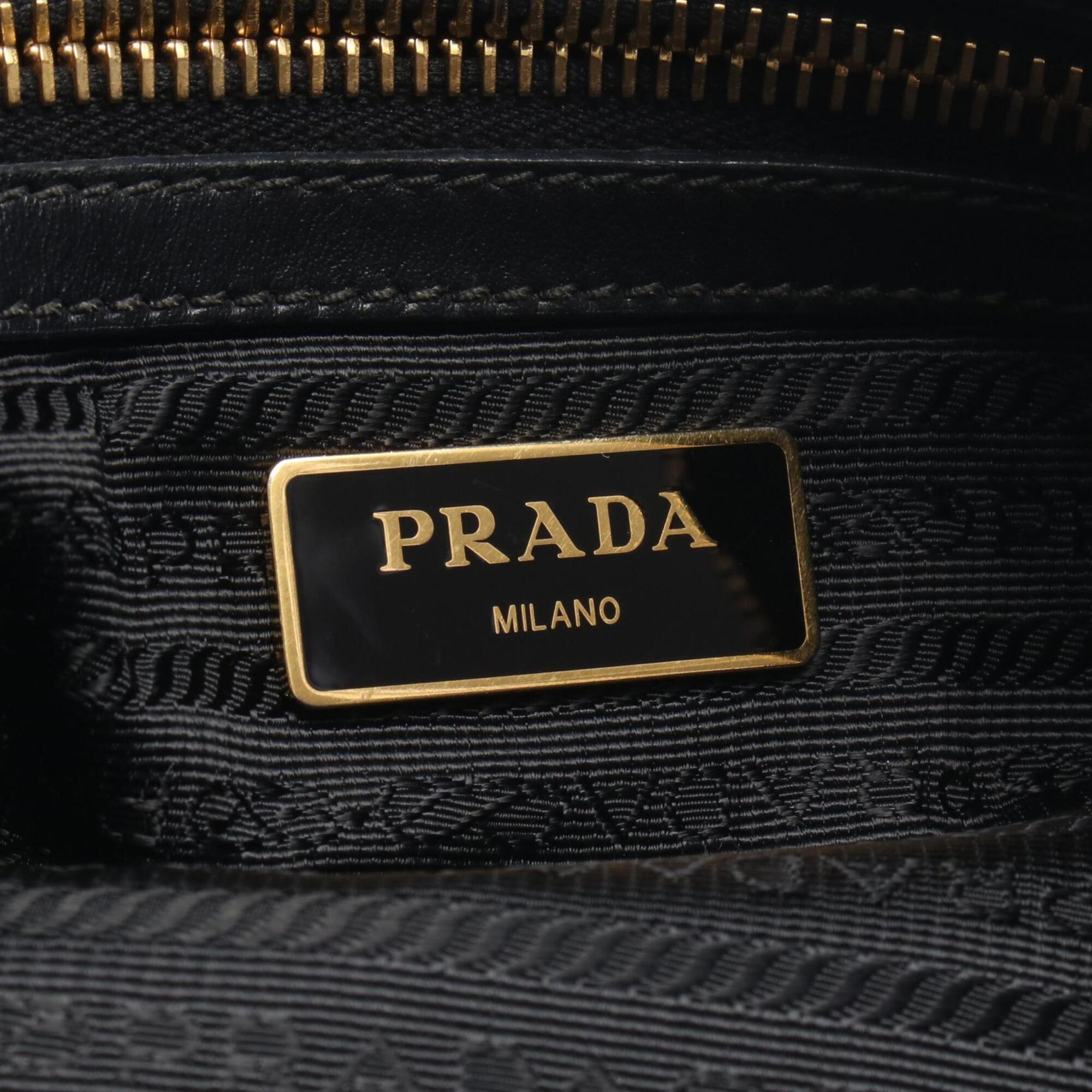 Prada Black Nylon Leather Handbag Tote Bag (Pre-Owned)