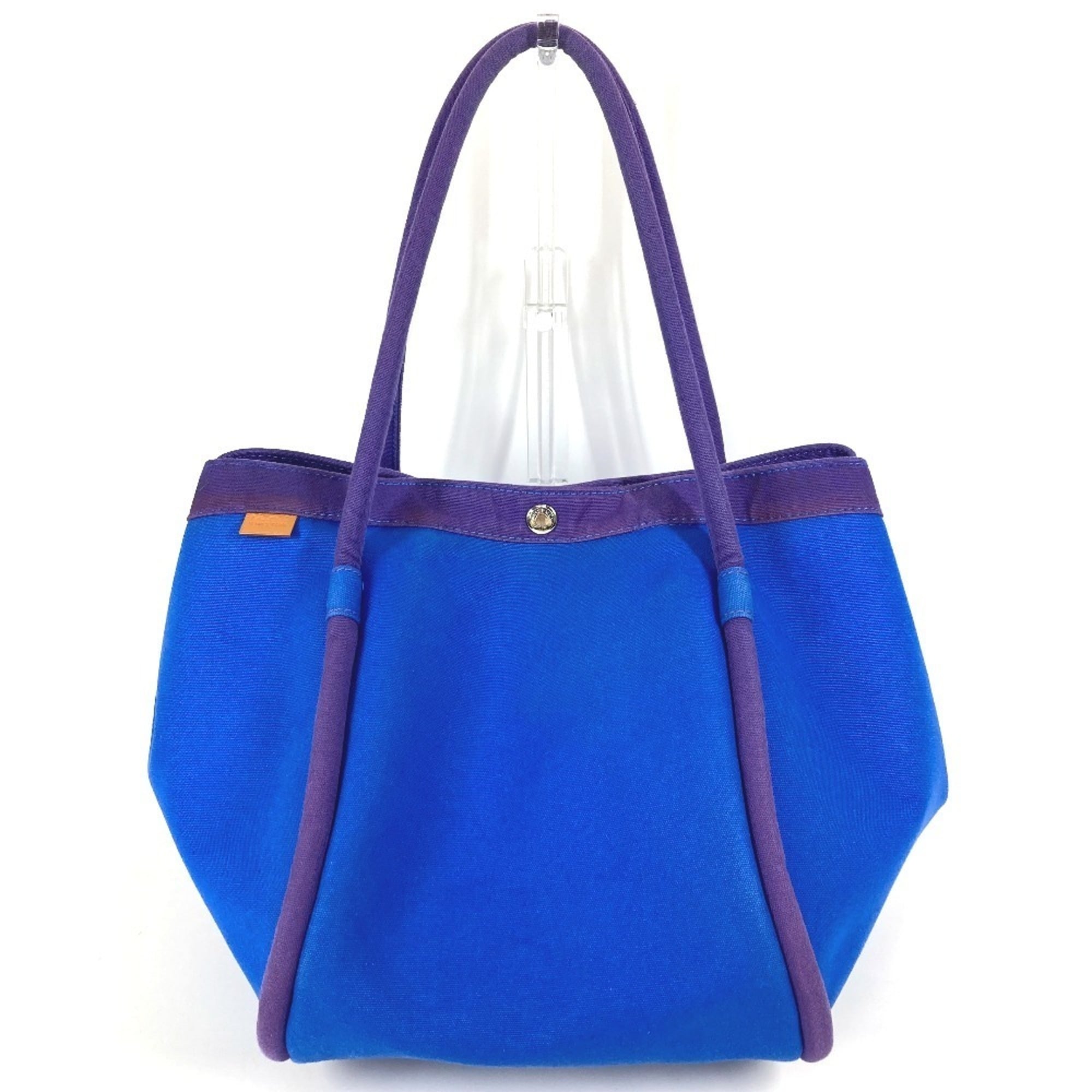 Hermes Blue Canvas Handbag Tote Bag (Pre-Owned)