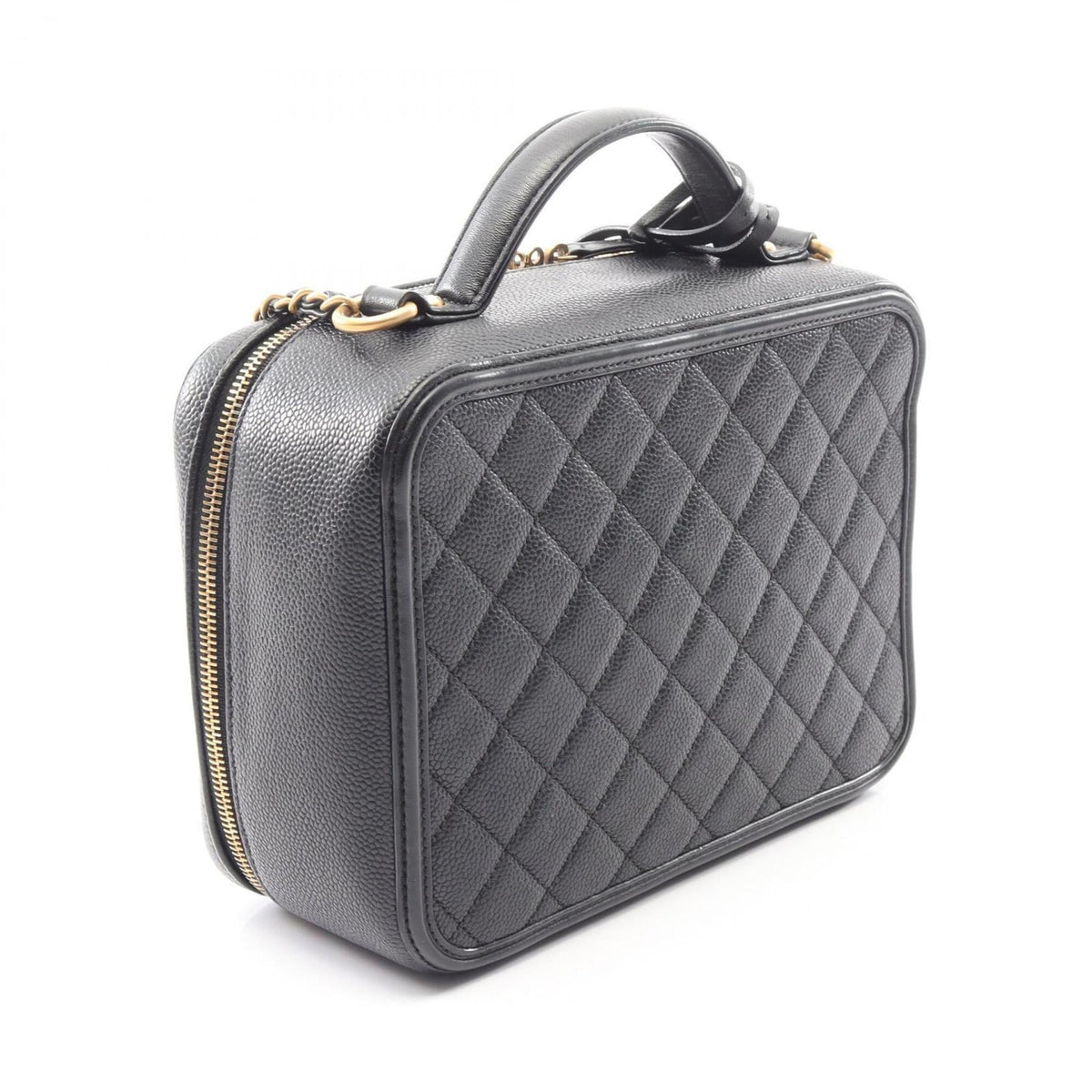 Chanel Black Grained Calfskin Handbag Shoulder Bag (Pre-Owned)