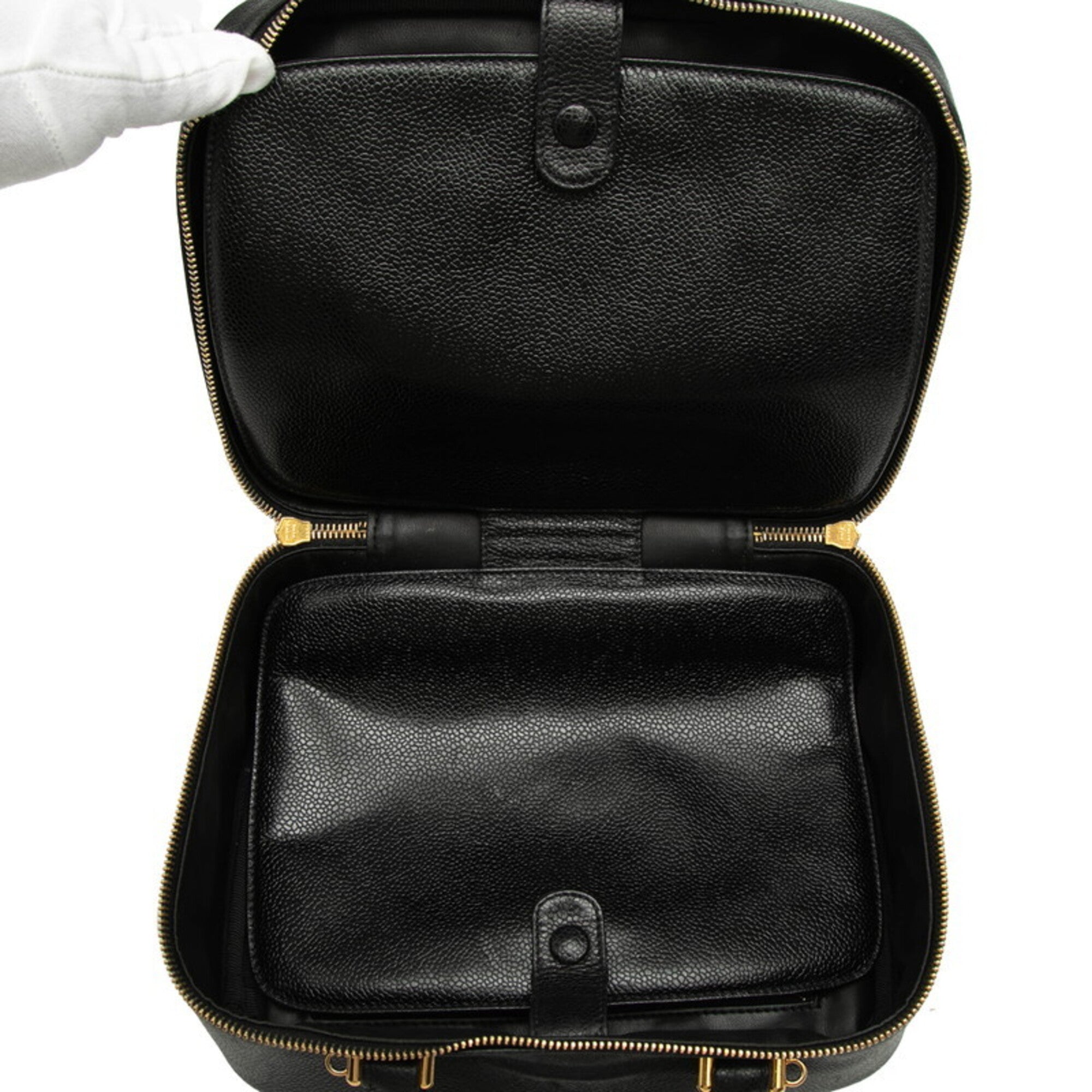 Chanel Black Grained Calfskin Handbag Shoulder Bag (Pre-Owned)