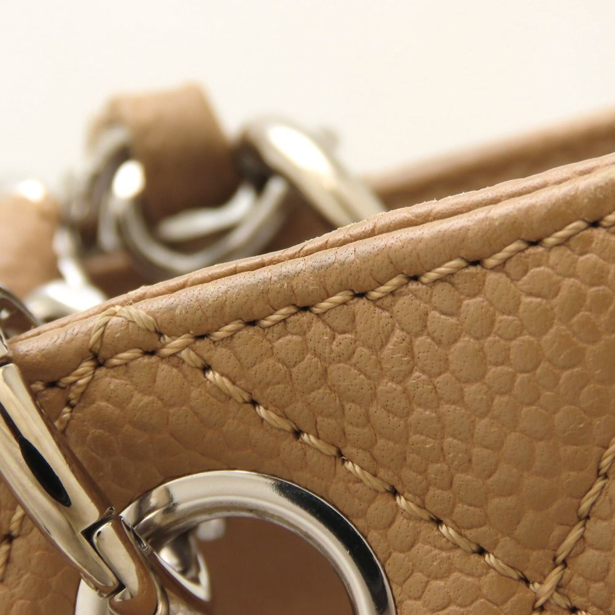 Chanel Beige Grained Calfskin Shoulder Bag Tote Bag (Pre-Owned)