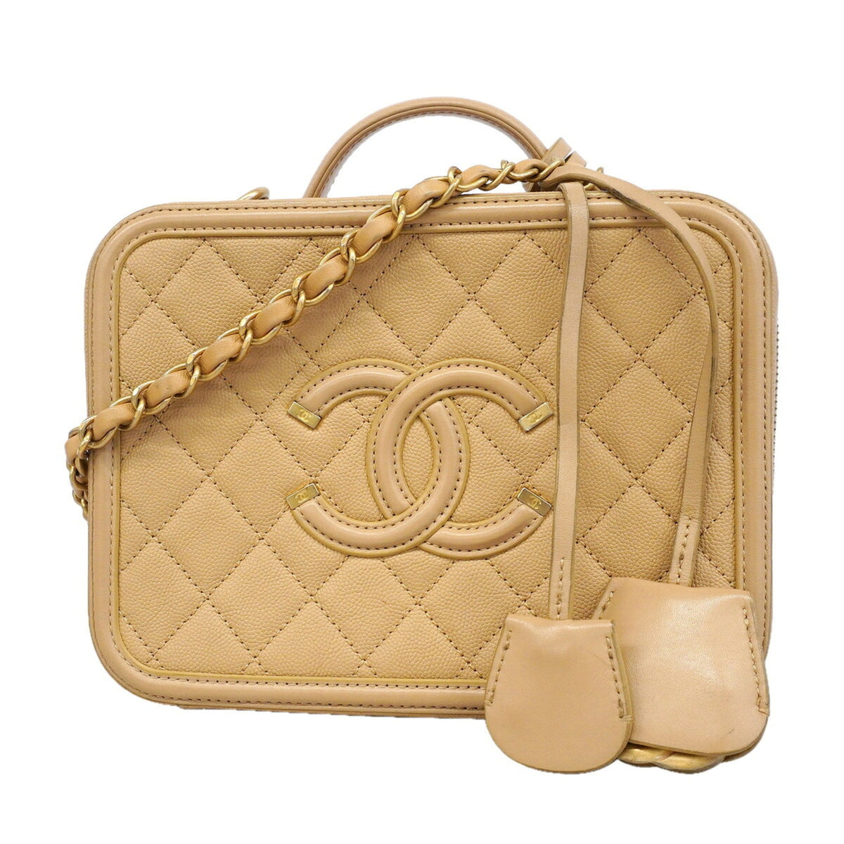 Chanel Beige Grained Calfskin Vanity Bag (Pre-Owned)