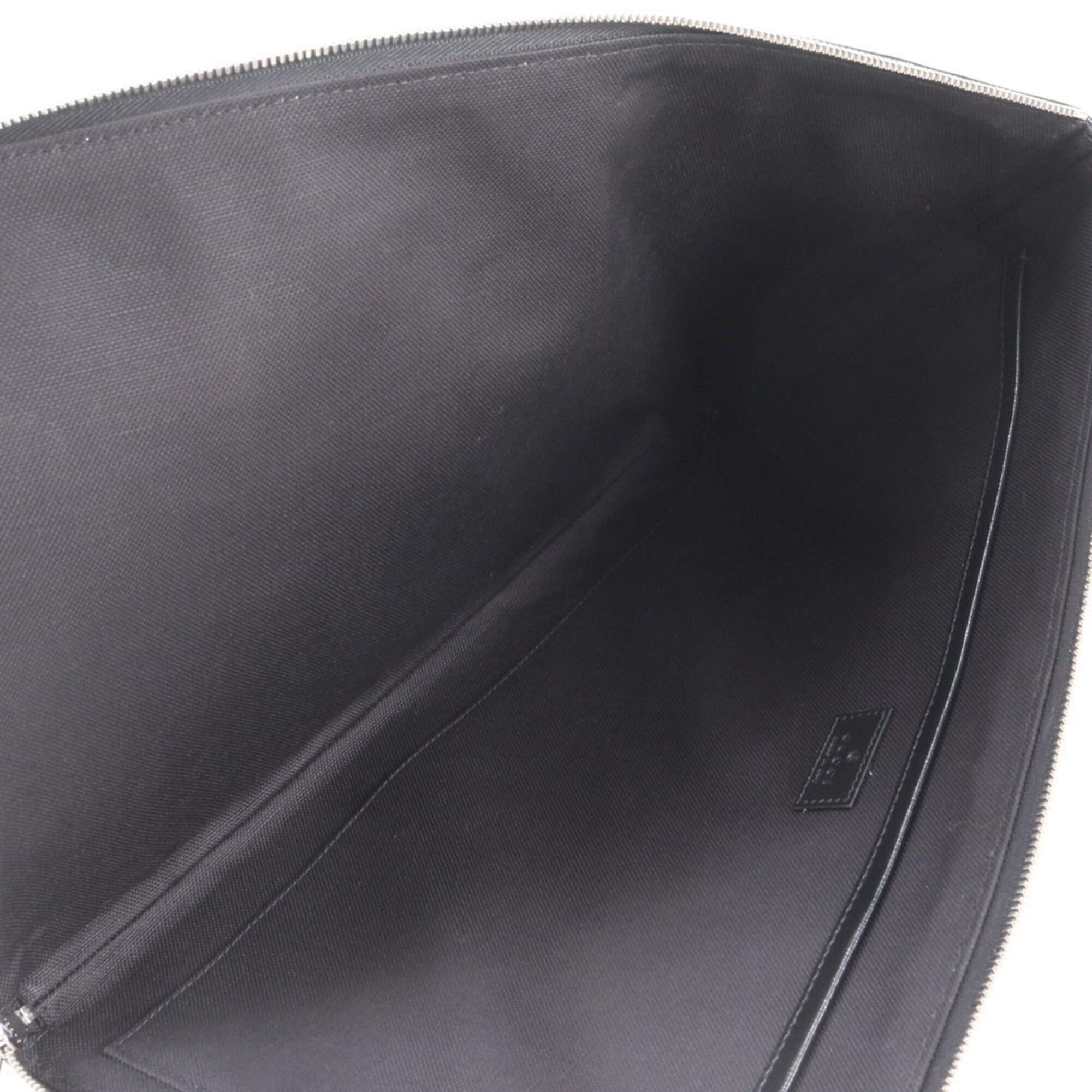 Gucci Black Leather Coated Canvas Handbag Pouch (Pre-Owned)