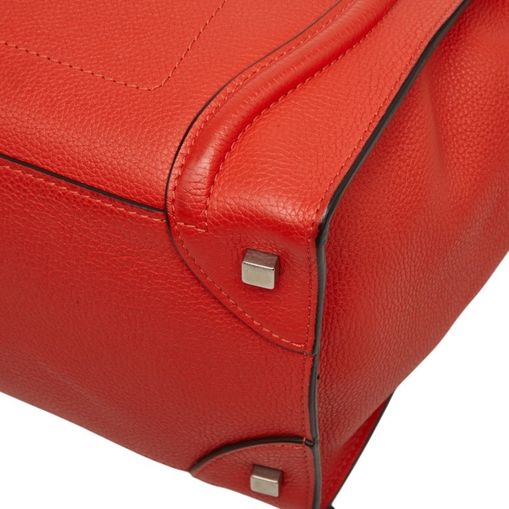 Celine Orange Red Color Leather Handbag (Pre-Owned)