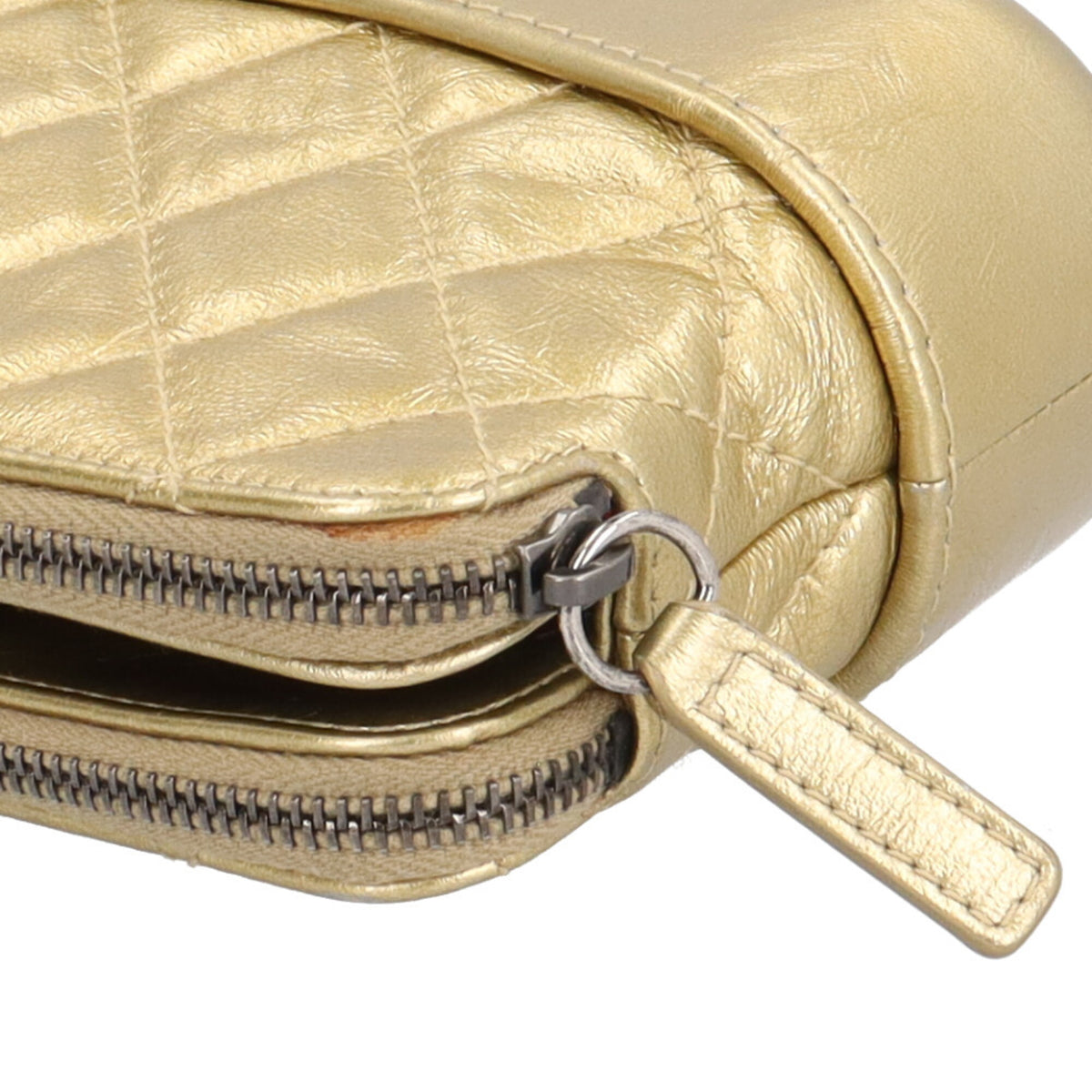 Chanel Gold Leather Chain/Shoulder Wallet (Pre-Owned)