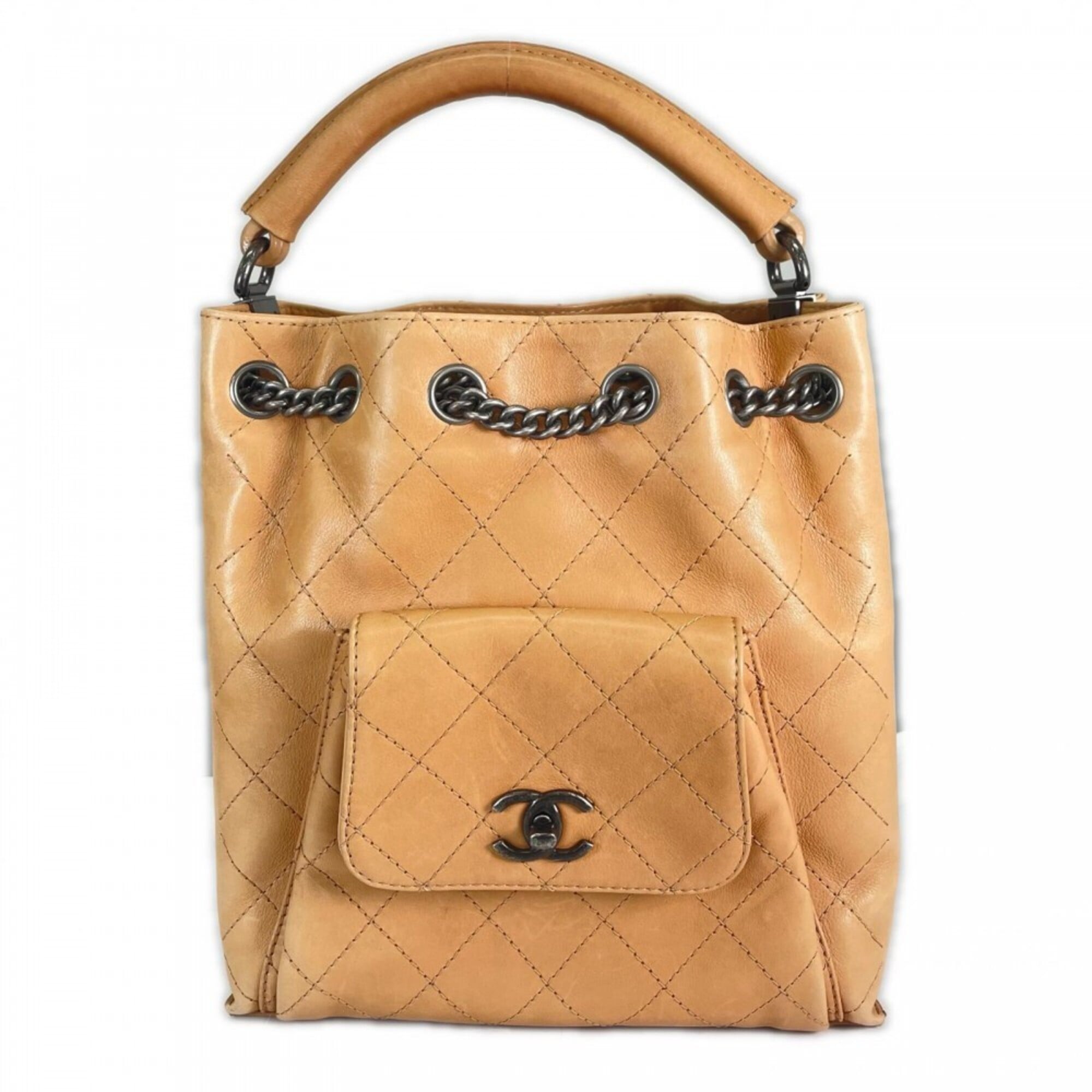 Chanel Beige Leather Handbag (Pre-Owned)