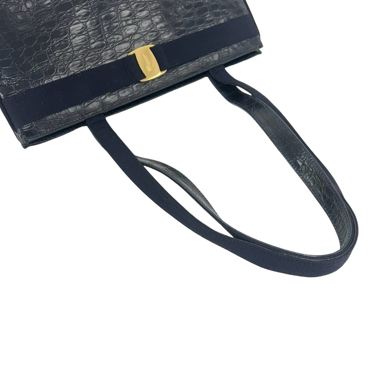 Salvatore Ferragamo Navy Leather Tote Bag (Pre-Owned)