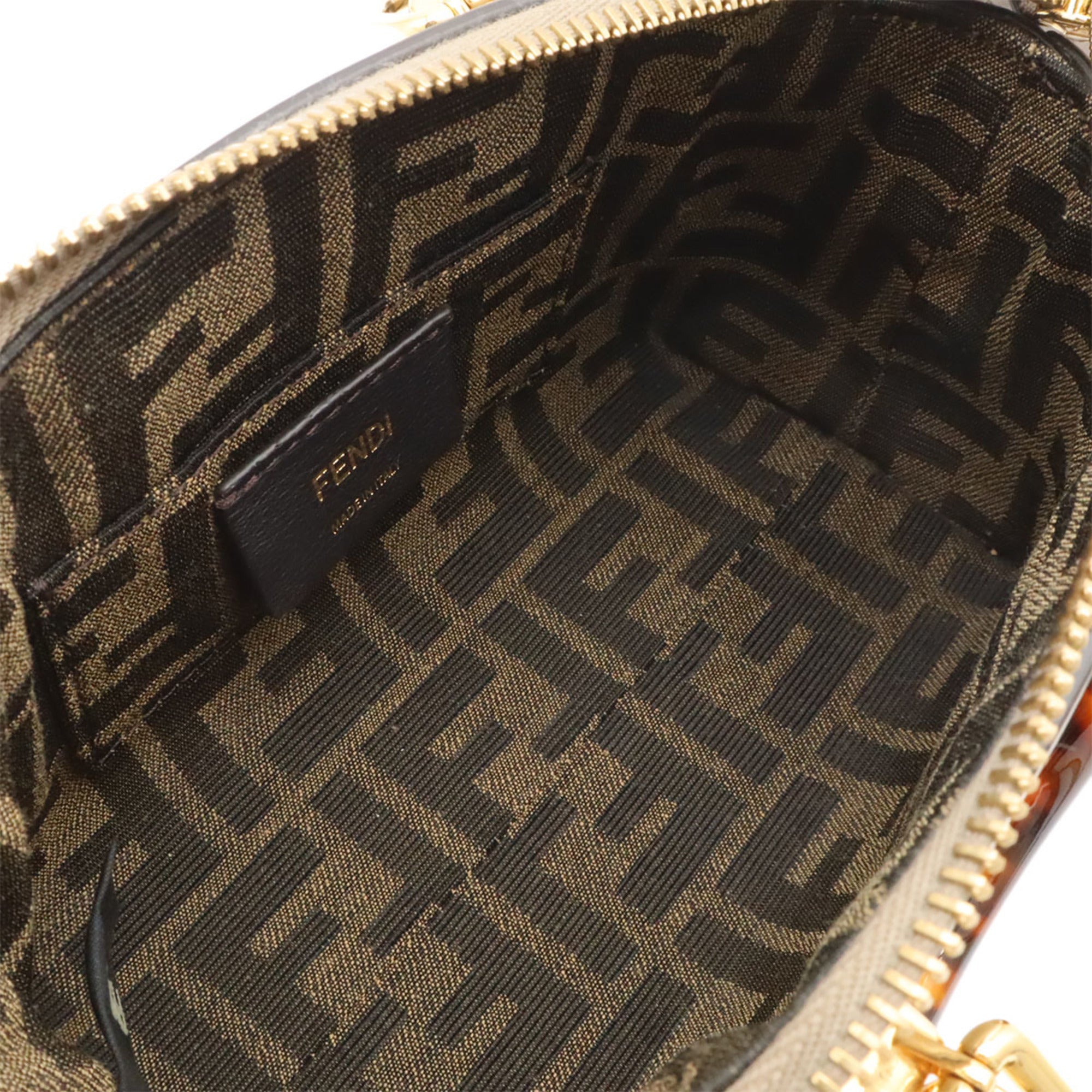 Fendi Grayish Leather Handbag Pochette Shoulder Bag (Pre-Owned)