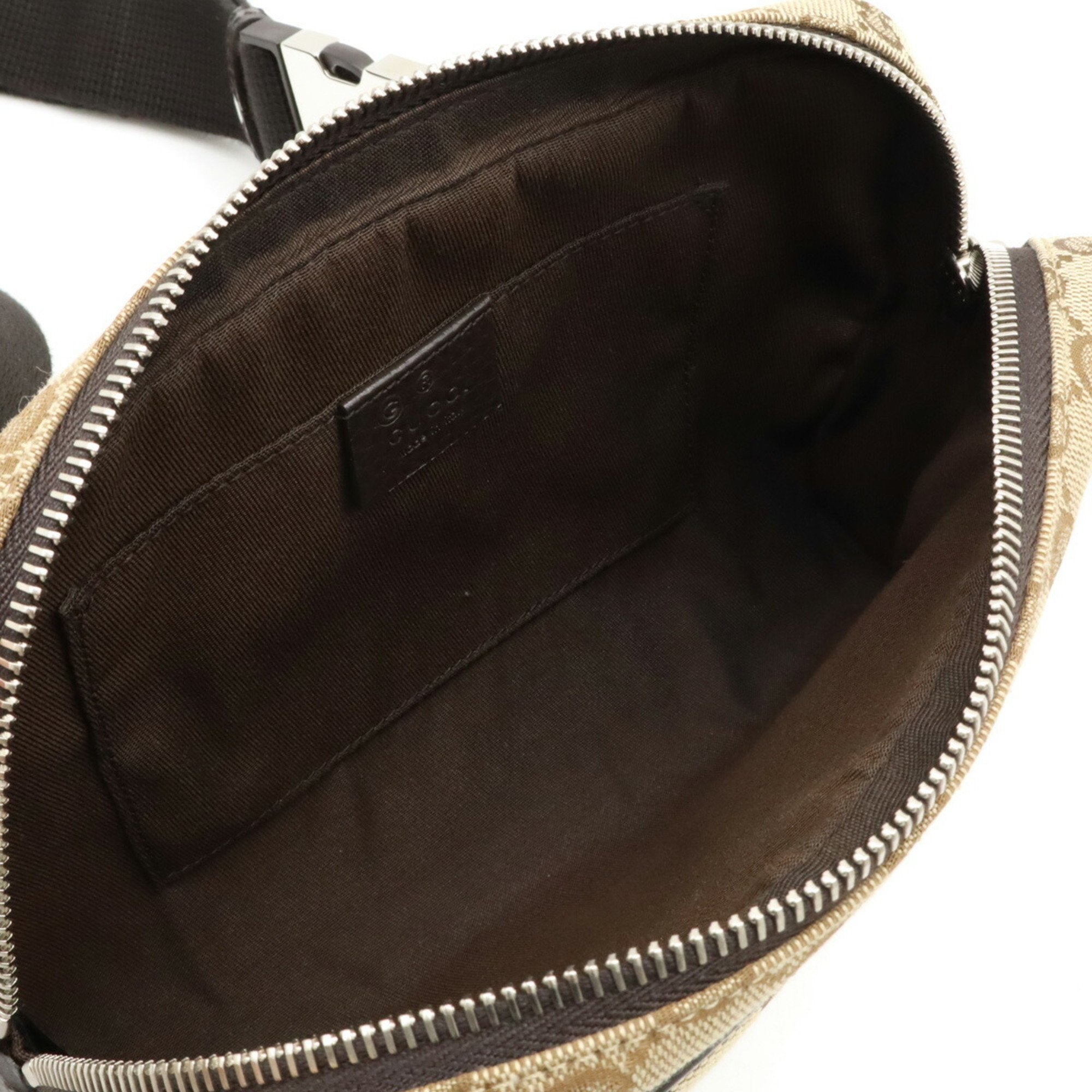Gucci Beige Dark Brown Canvas Leather Sling Bag (Pre-Owned)