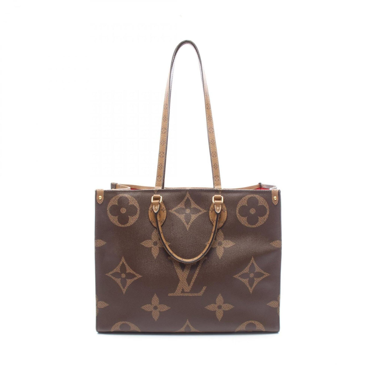 Louis Vuitton Beige Brown Monogram Coated Canvas Handbag Tote Bag (Pre-Owned)