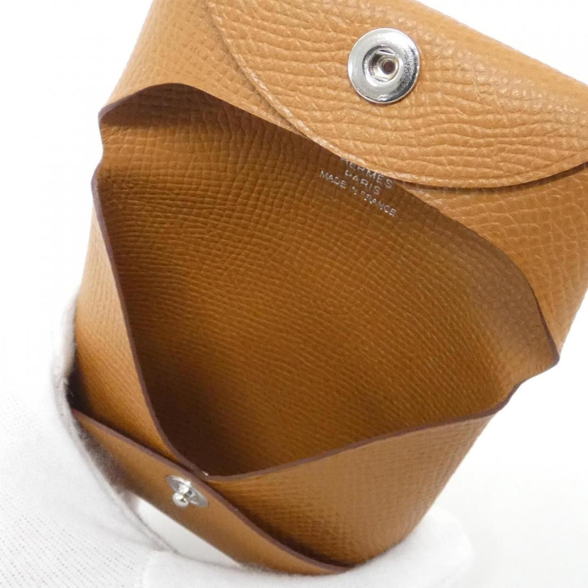 Hermes Bastia Gold Epsom Leather Coin Purse/Coin Case (Pre-Owned)