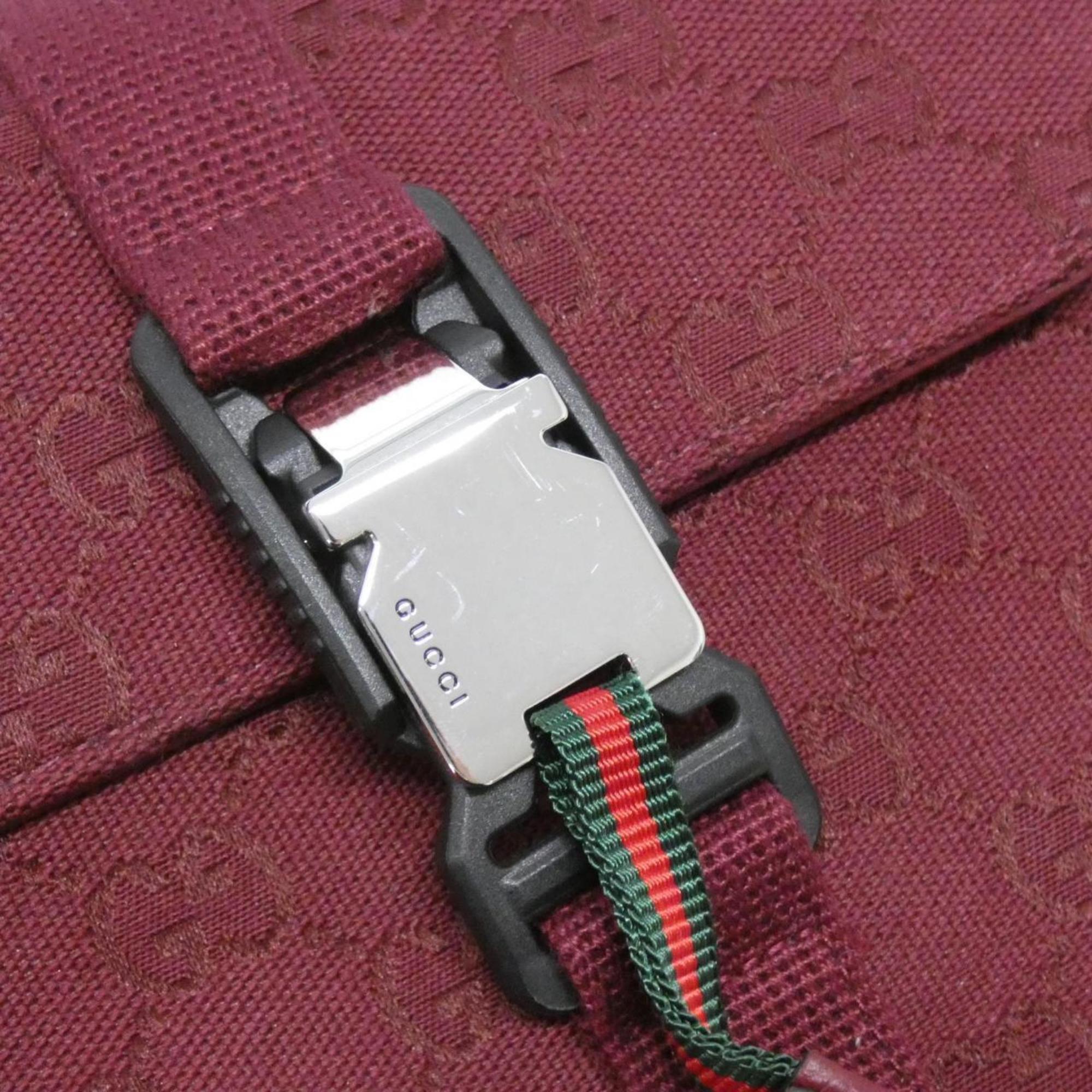 Gucci Red Color Gg Canvas Leather Shoulder Bag (Pre-Owned)