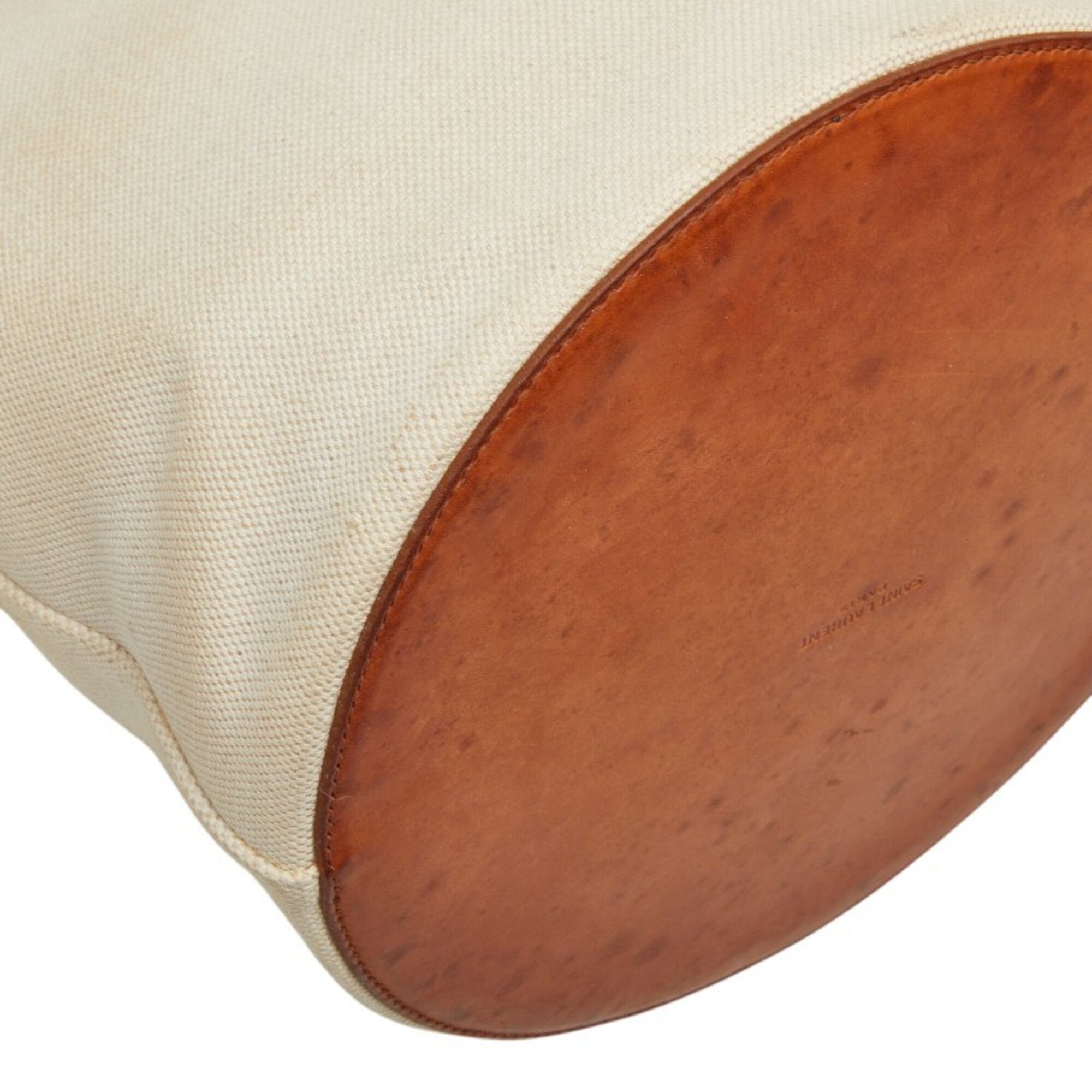 Saint Laurent Brown Ivory Canvas Leather Shoulder Bag (Pre-Owned)