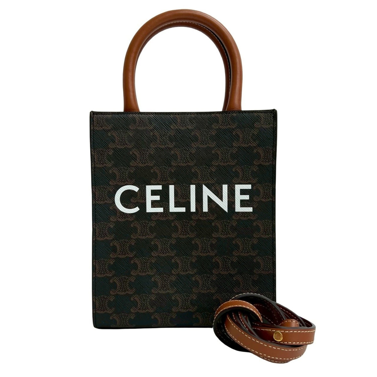 Celine Brown Leather Pvc Handbag Shoulder Bag Tote Bag (Pre-Owned)
