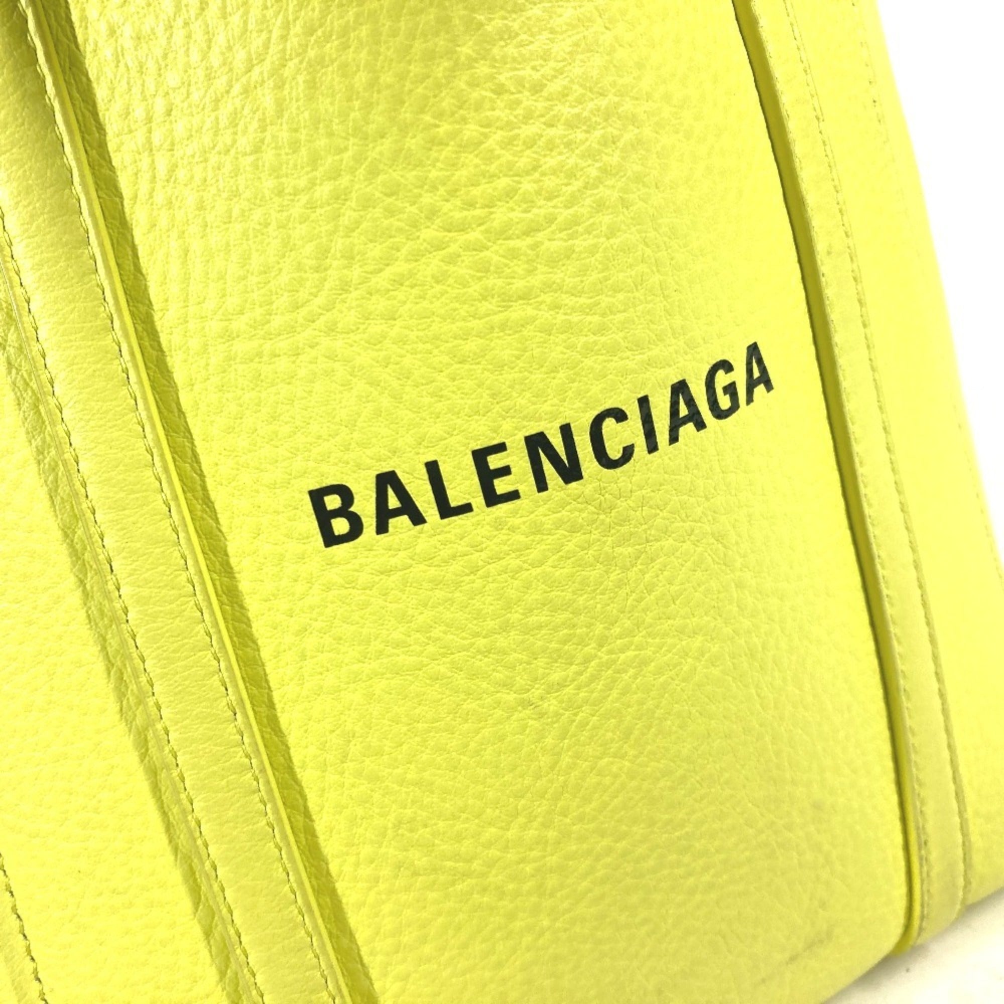 Balenciaga Black Yellow Leather Shoulder Bag Tote Bag (Pre-Owned)