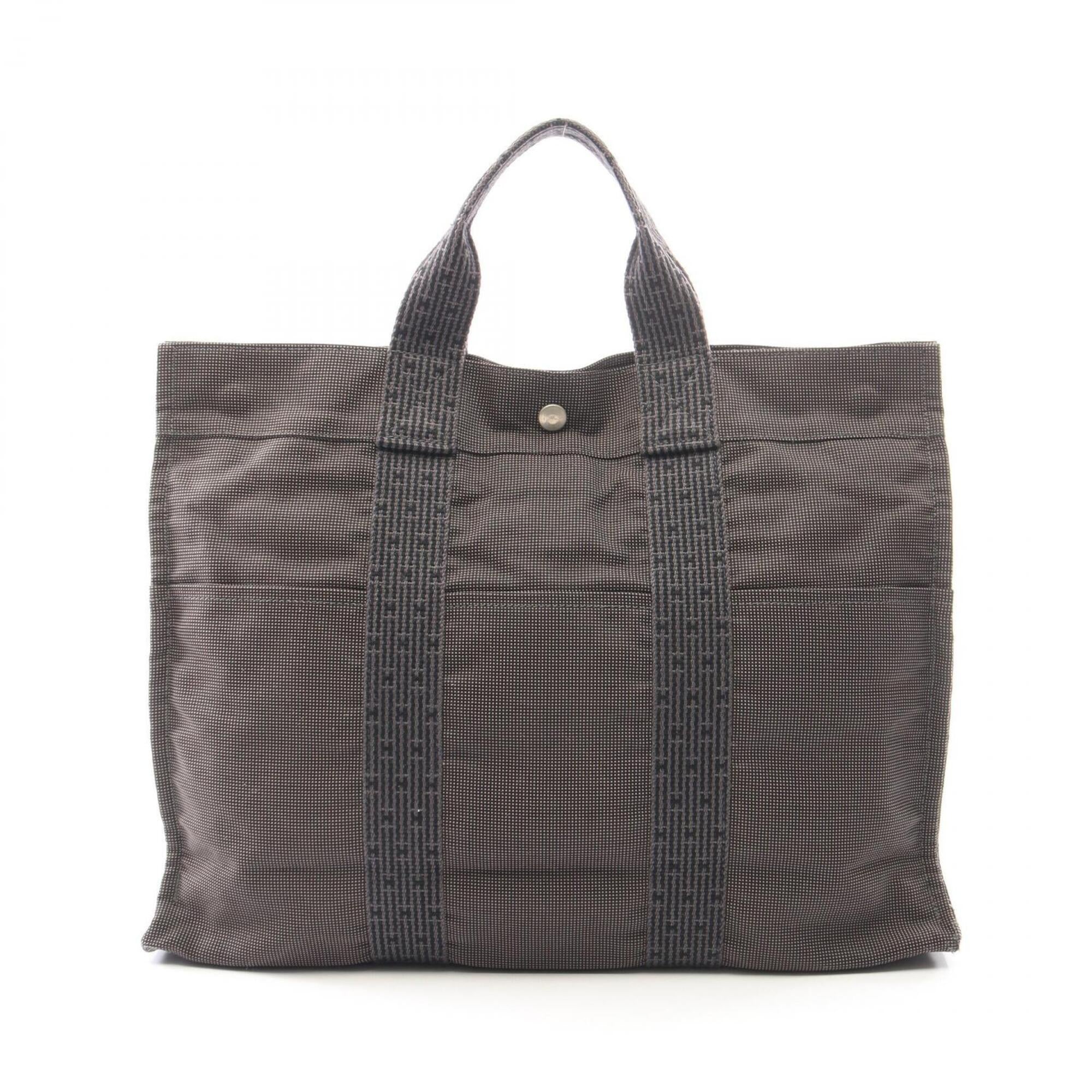 Hermes Gray Nylon Canvas Handbag Tote Bag (Pre-Owned)