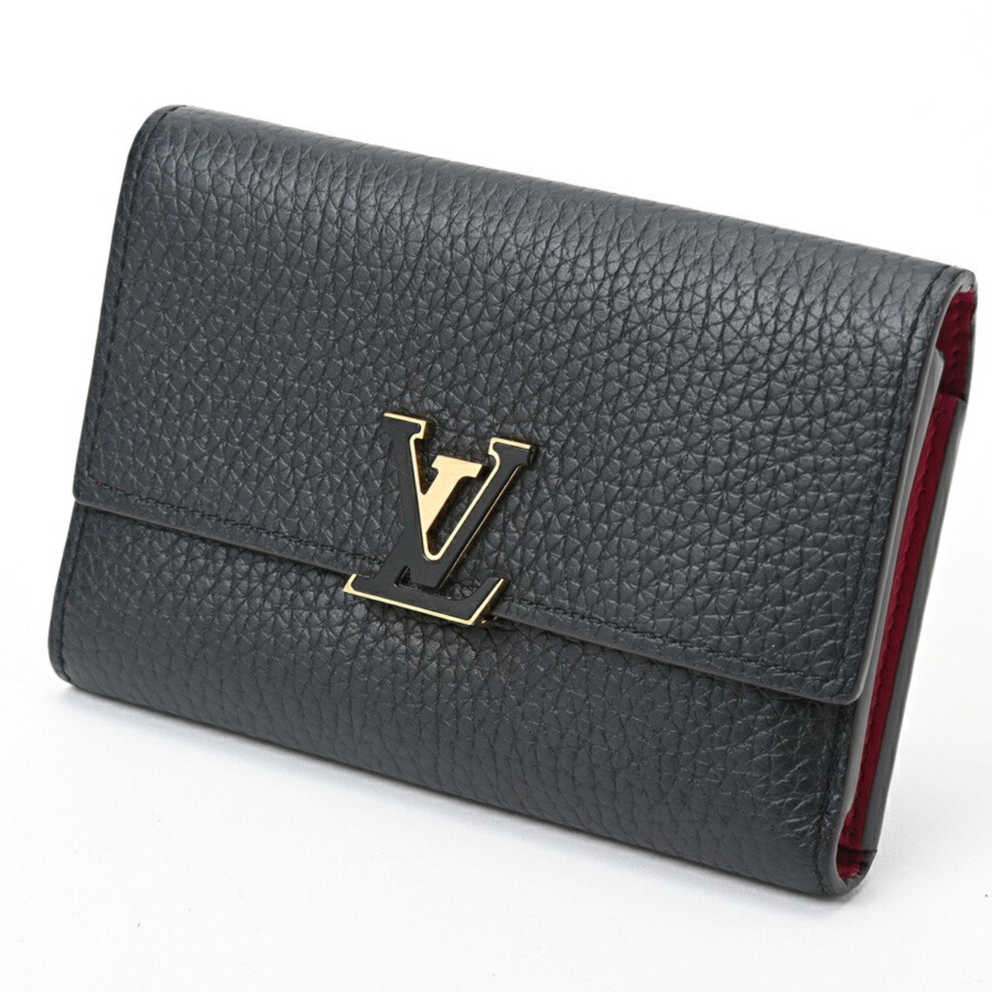 Louis Vuitton Hot Pink Noir Leather Wallet (Tri-Fold) (Pre-Owned)