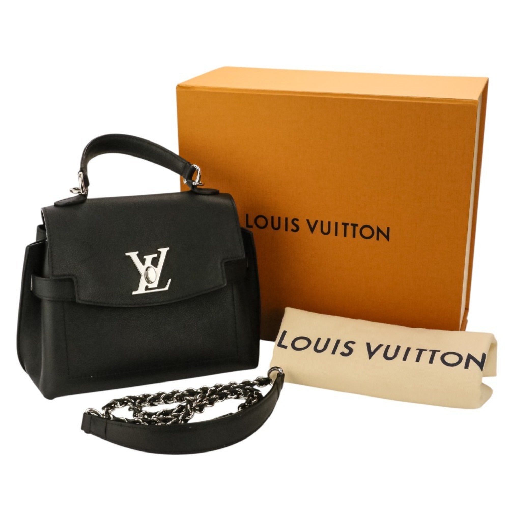 Louis Vuitton Black Leather Handbag Shoulder Bag (Pre-Owned)