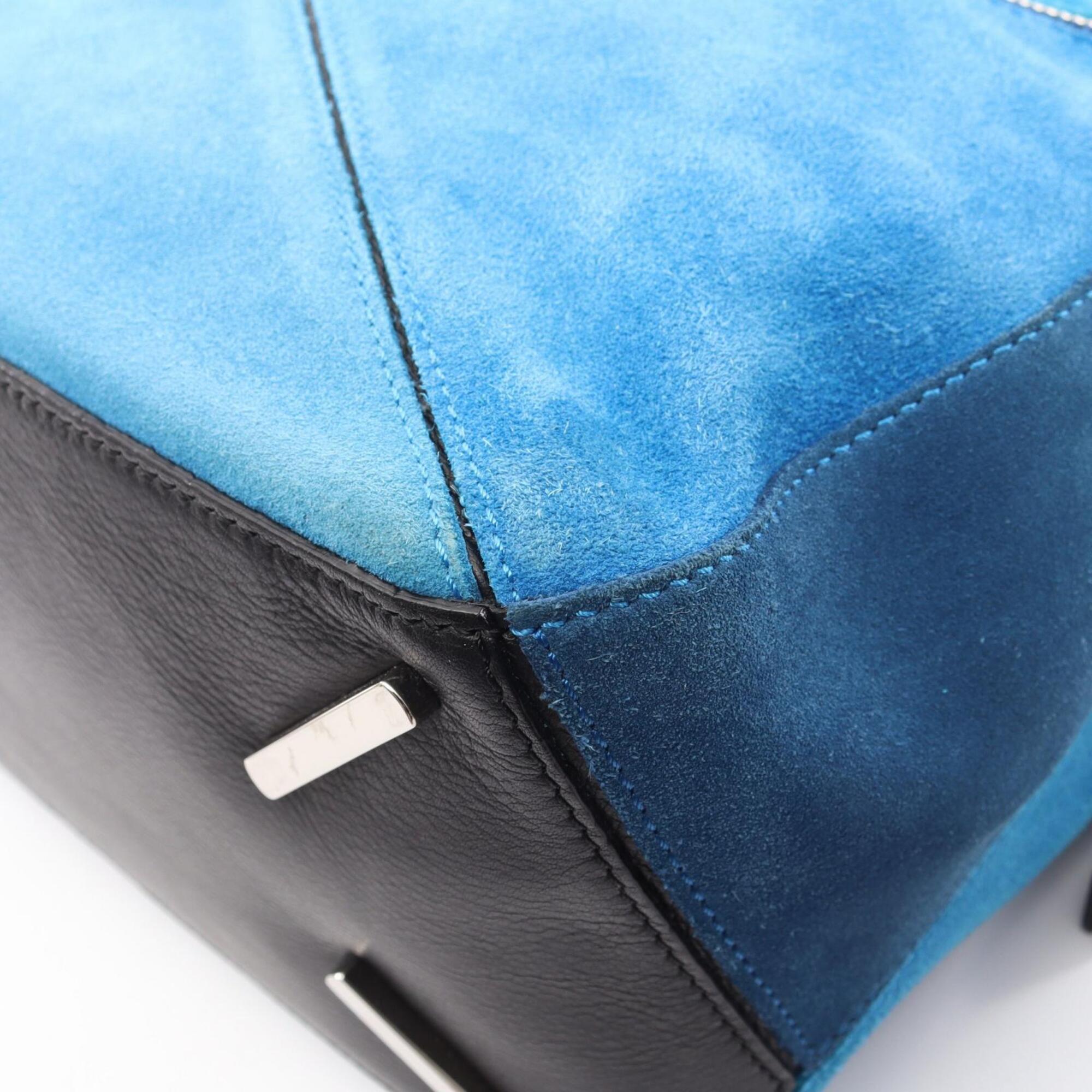 Loewe Black Blue Leather Suede Handbag (Pre-Owned)