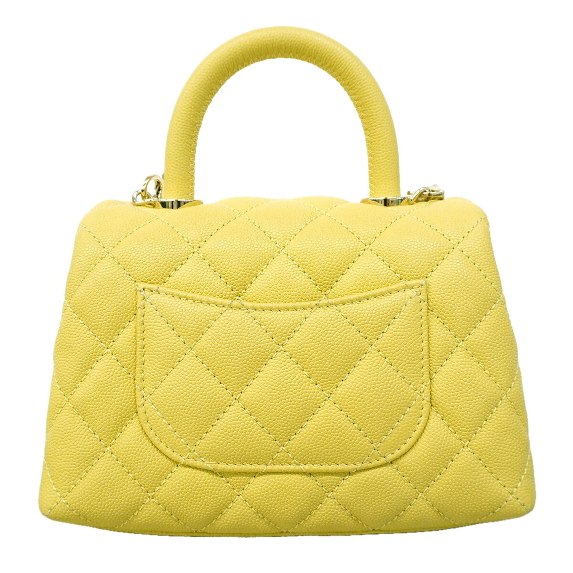 Chanel Yellow Grained Calfskin Handbag (Pre-Owned)