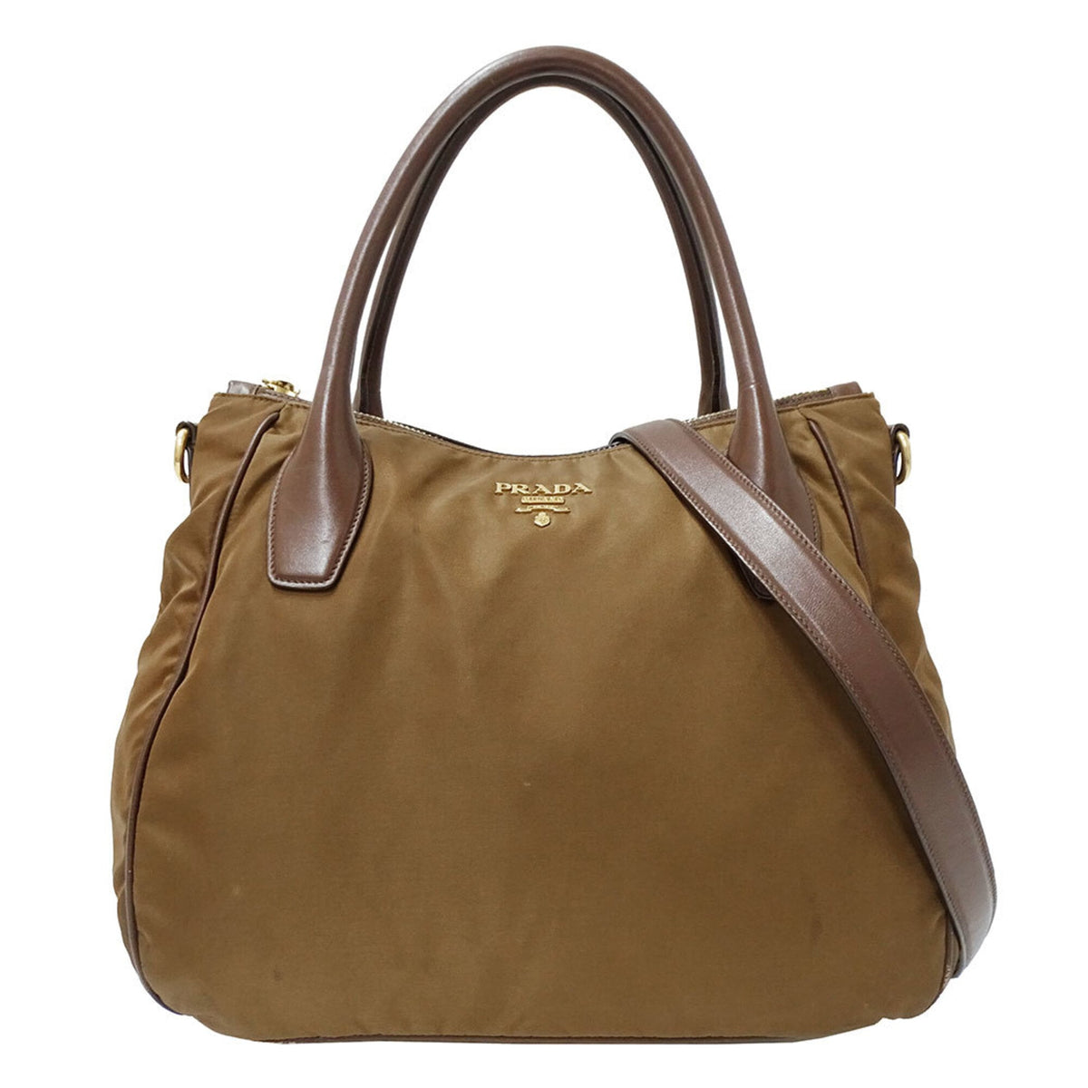 Prada Brown Nylon Handbag Shoulder Bag (Pre-Owned)