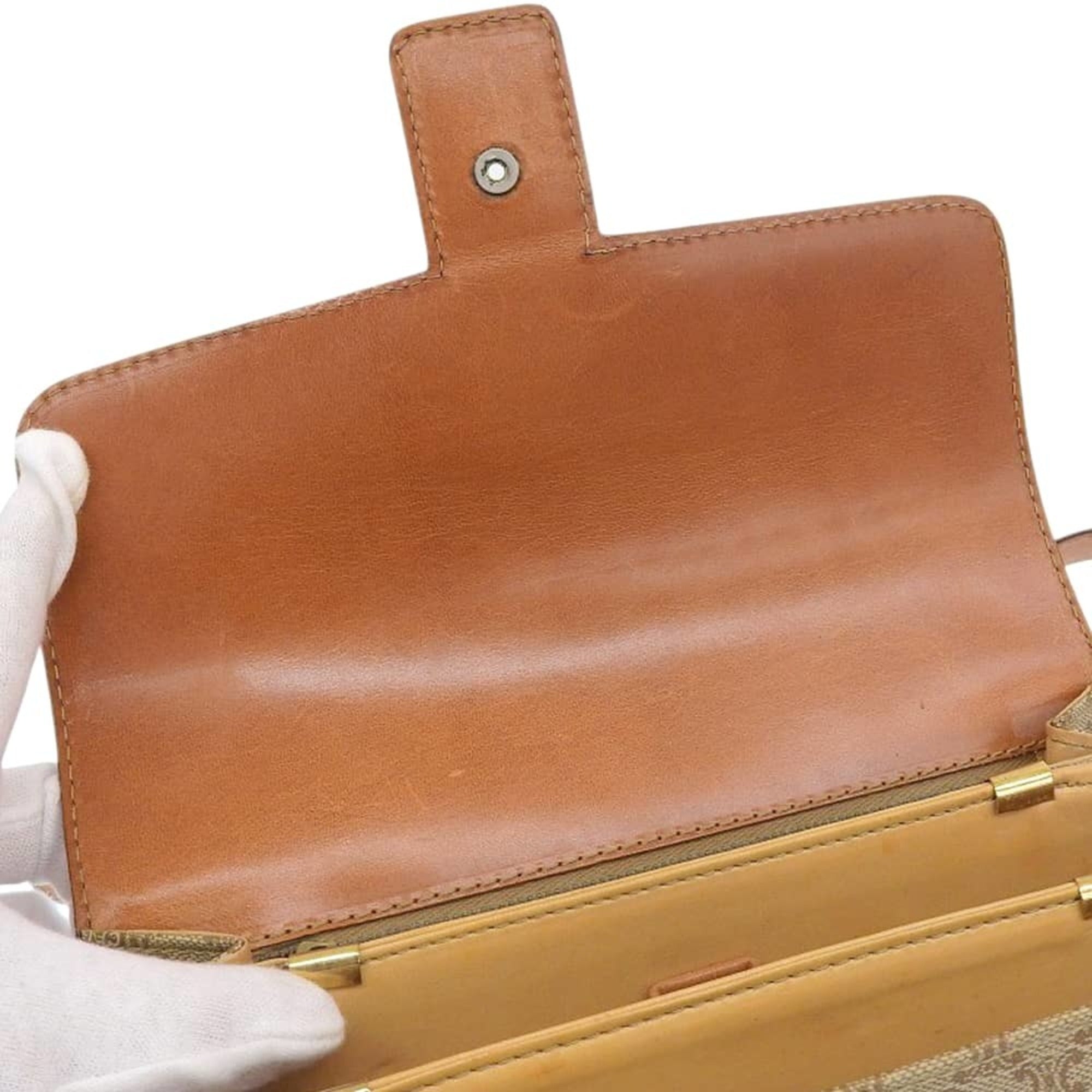 Celine Macadam Beige Coated Canvas Shoulder Bag (Pre-Owned)