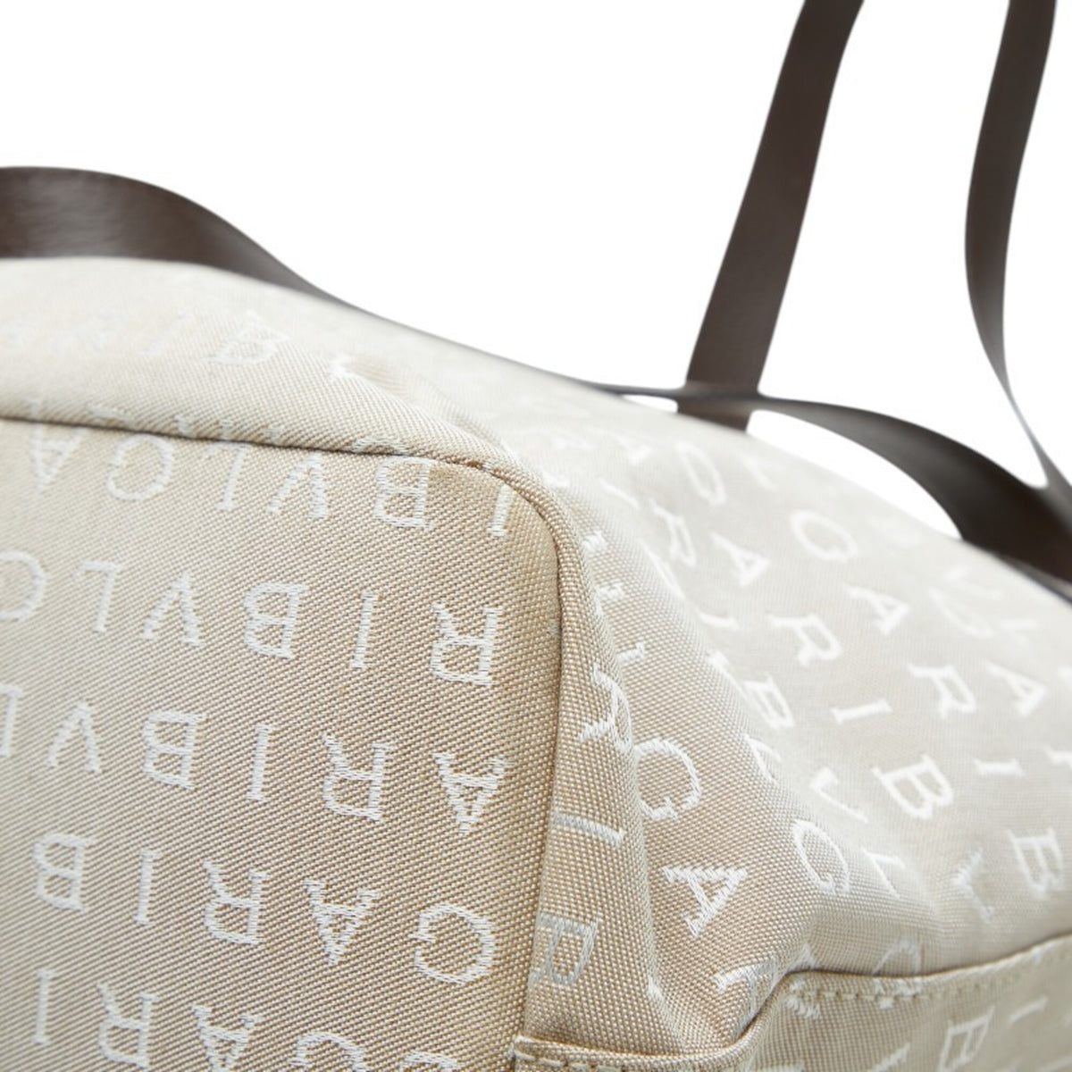 Bvlgari Beige Brown Canvas Leather Shoulder Bag Tote Bag (Pre-Owned)