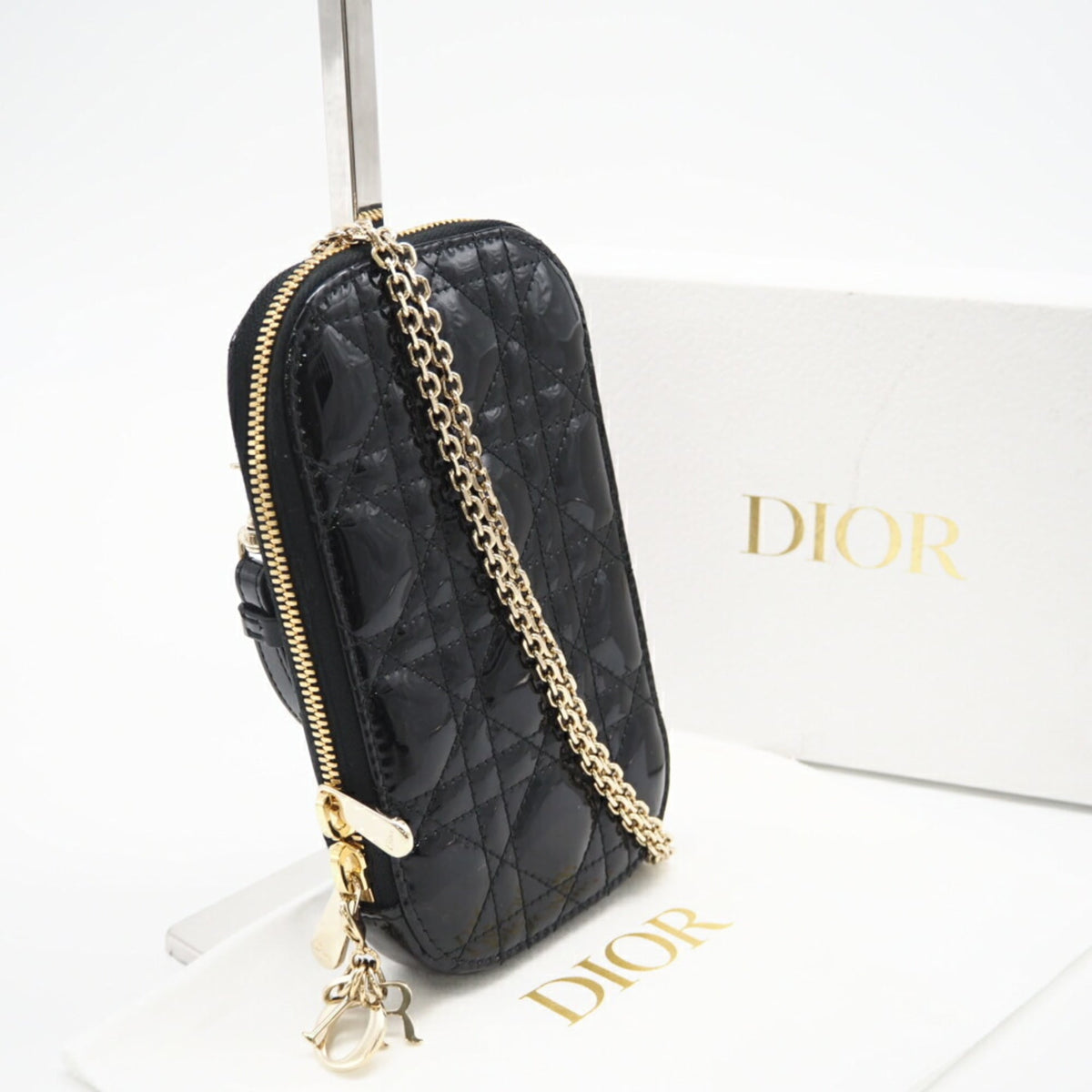 Christian Dior Lady Dior Black Leather Shoulder Bag (Pre-Owned)