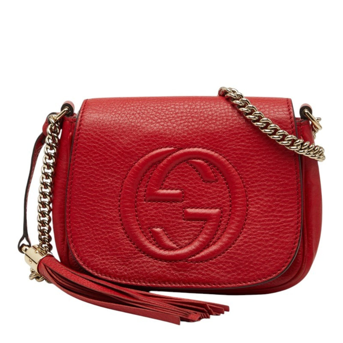 Gucci Red Color Leather Shoulder Bag (Pre-Owned)
