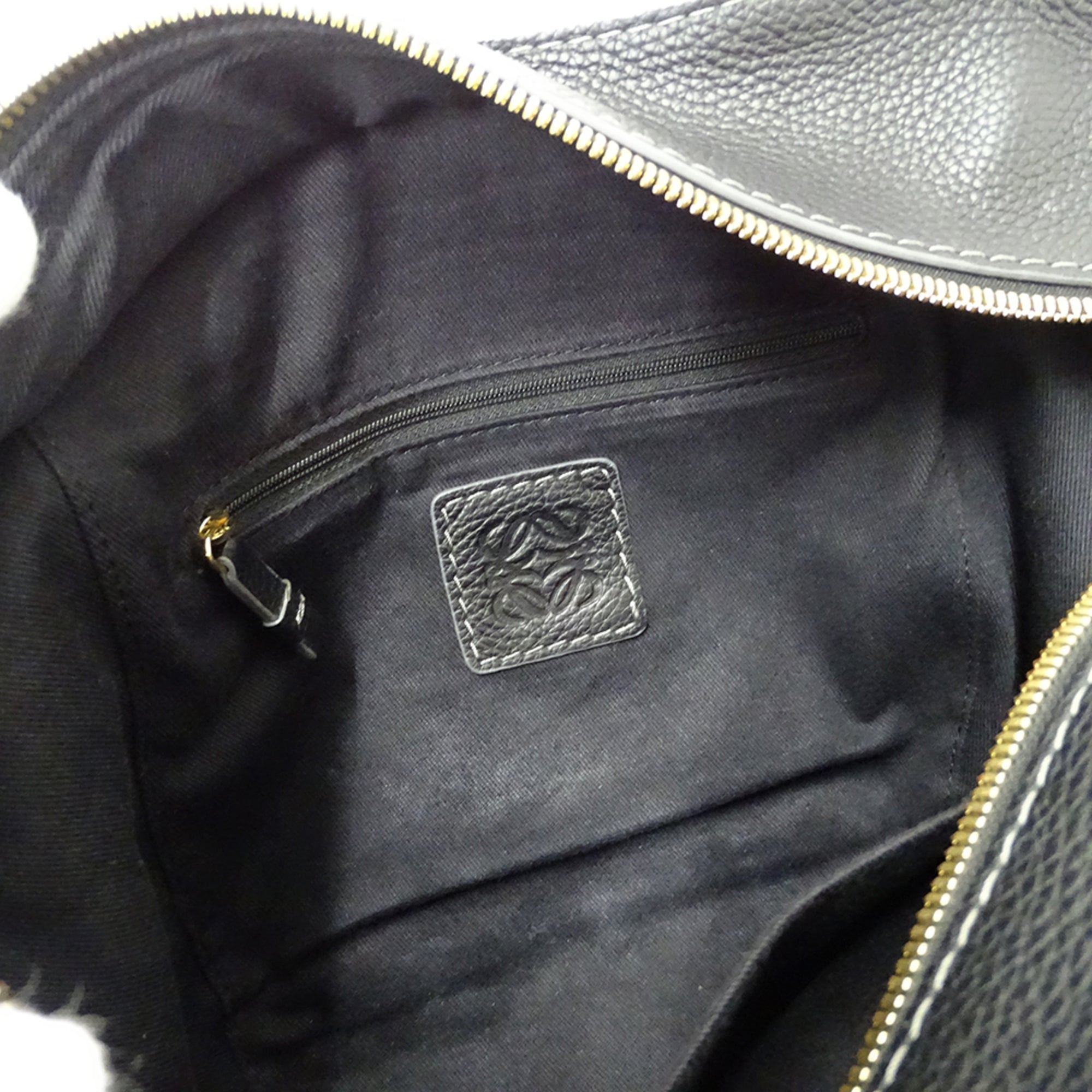 Loewe Black Navy Canvas Leather Handbag Tote Bag (Pre-Owned)