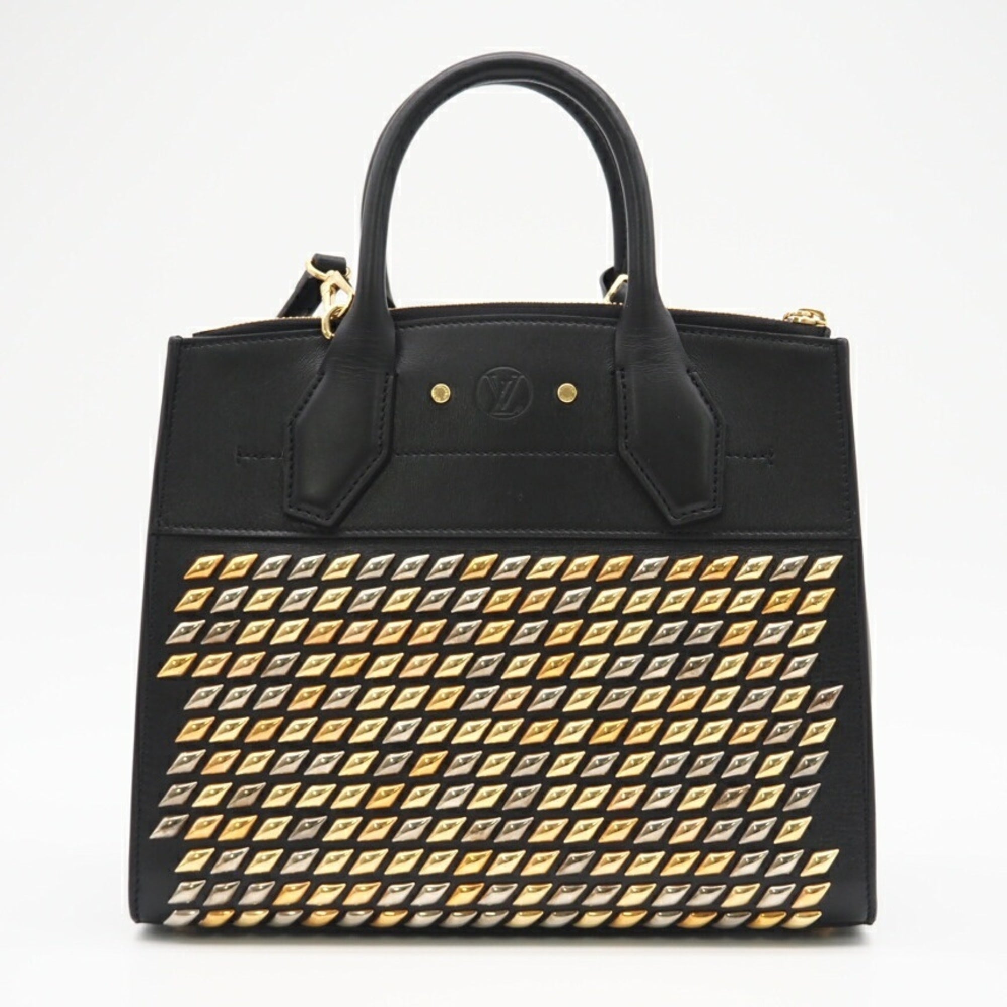 Louis Vuitton Black Gold Leather Shoulder Bag (Pre-Owned)