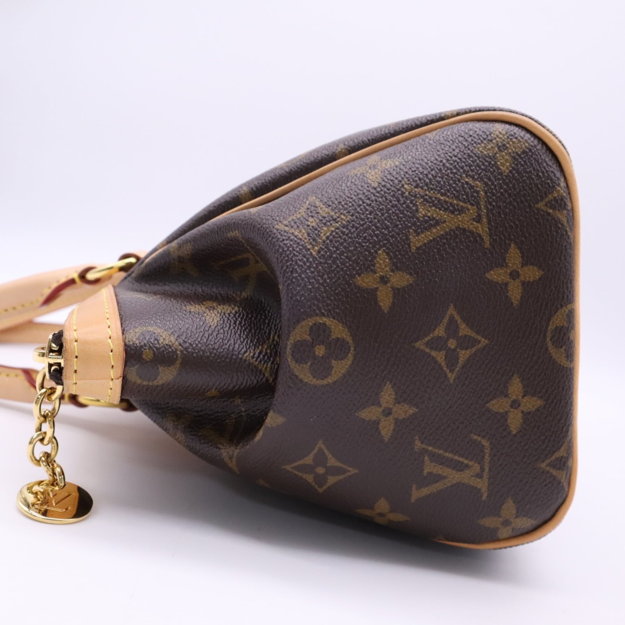 Louis Vuitton Monogram Beige Brown Coated Canvas Leather Handbag (Pre-Owned)