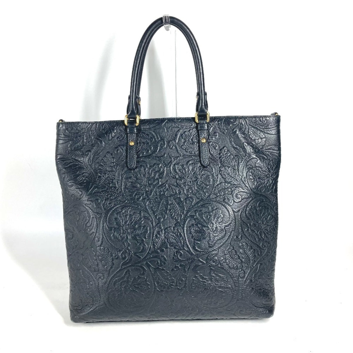 Versace Black Leather Handbag Shoulder Bag Tote Bag (Pre-Owned)