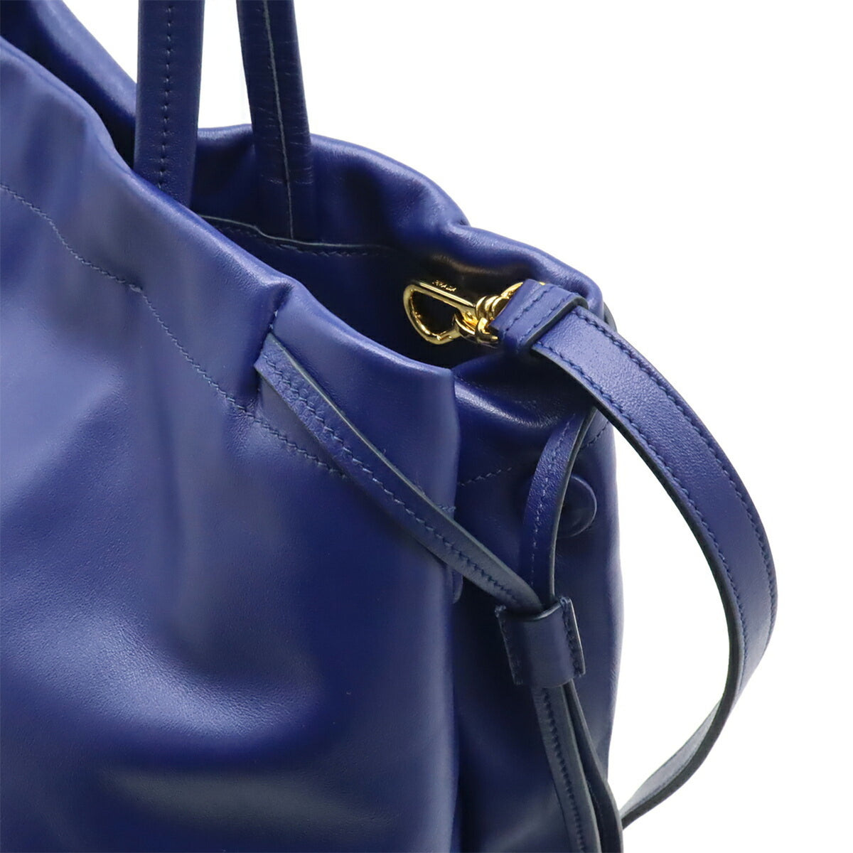 Prada Blue Leather Shoulder Bag Tote Bag (Pre-Owned)