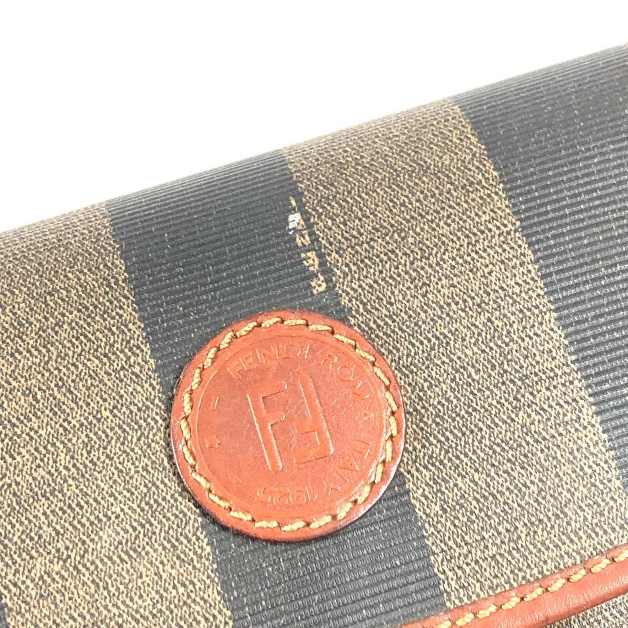 Fendi Pequin Brown Khaki Pvc Leather Handbag Tote Bag (Pre-Owned)